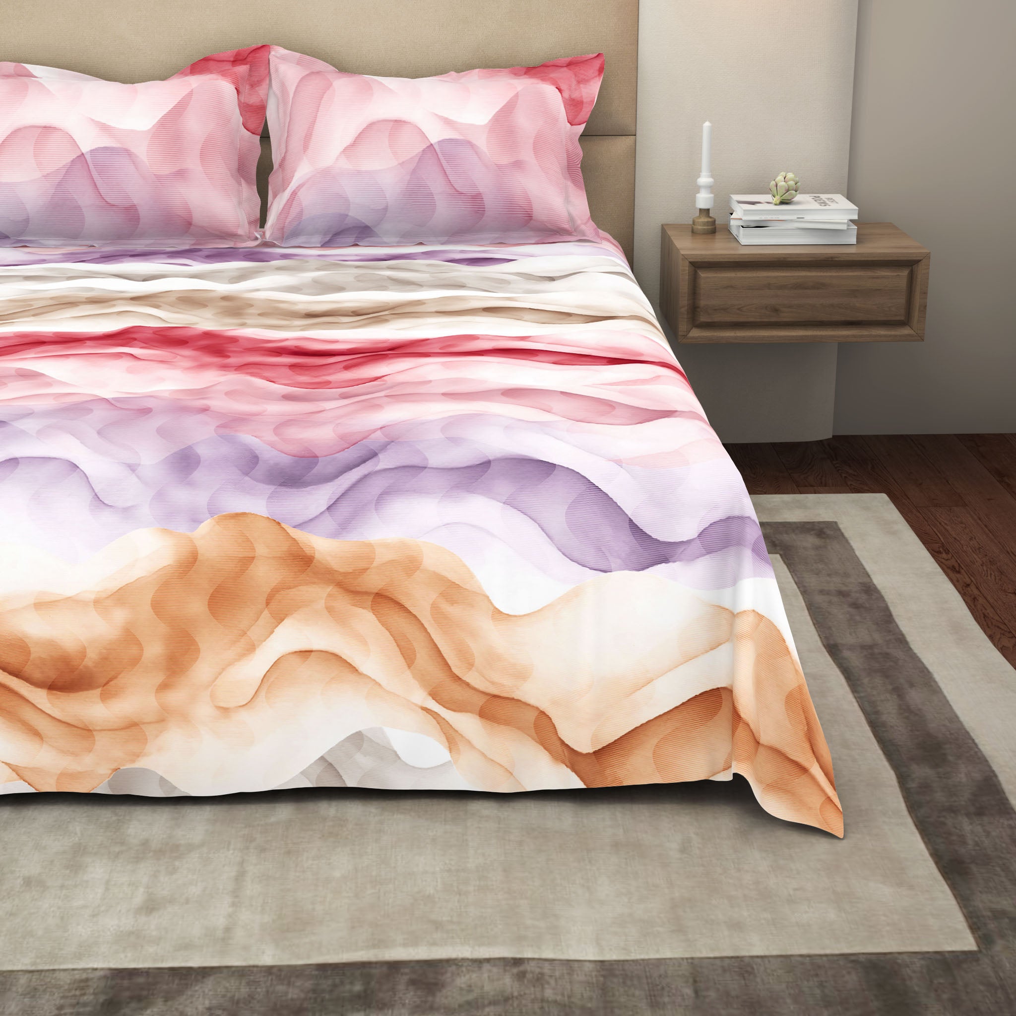 The Gold Collection | King Bedsheet Set | 300 TC Cotton | Pink