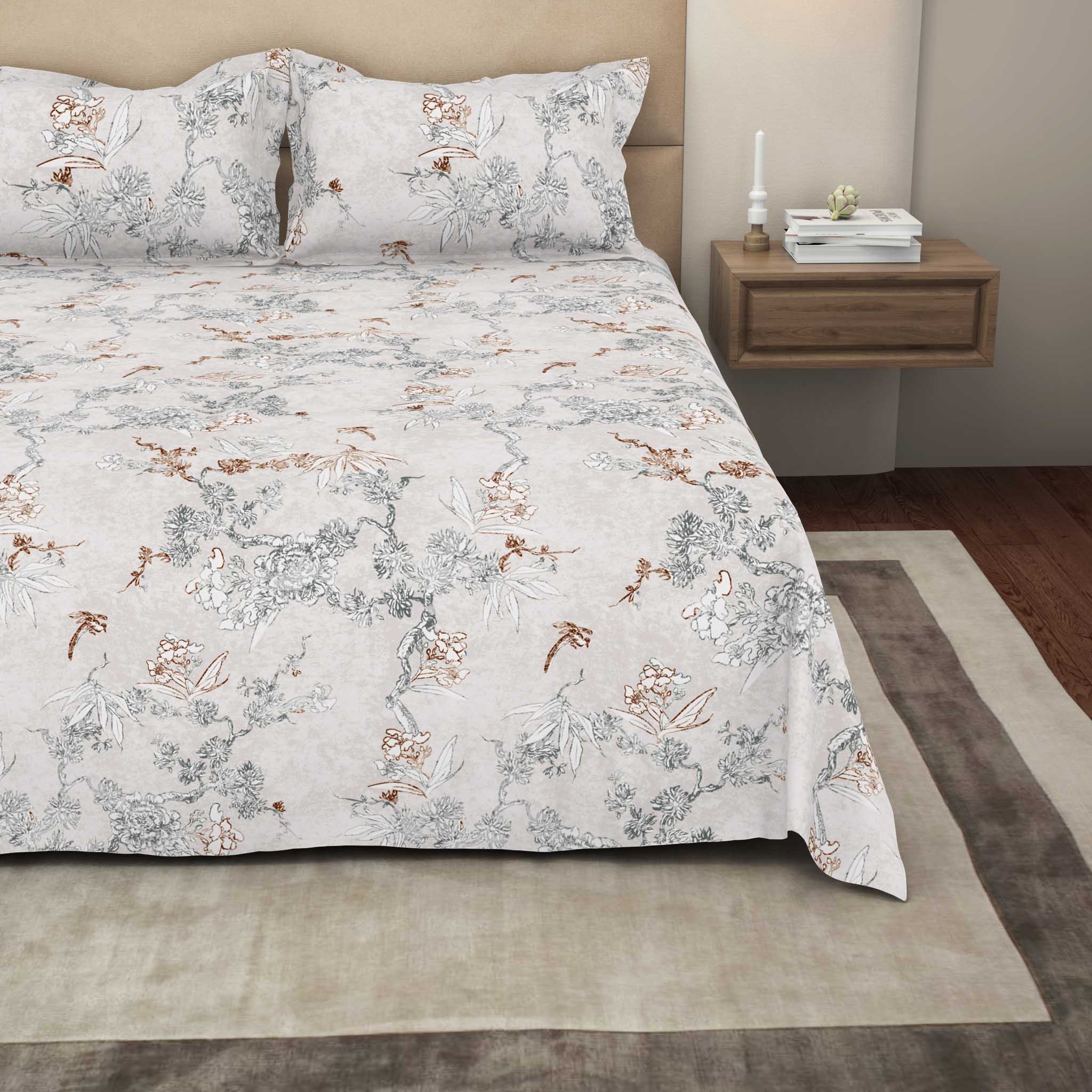 The Gold Collection | King Bedsheet Set | 300 TC Cotton | Grey