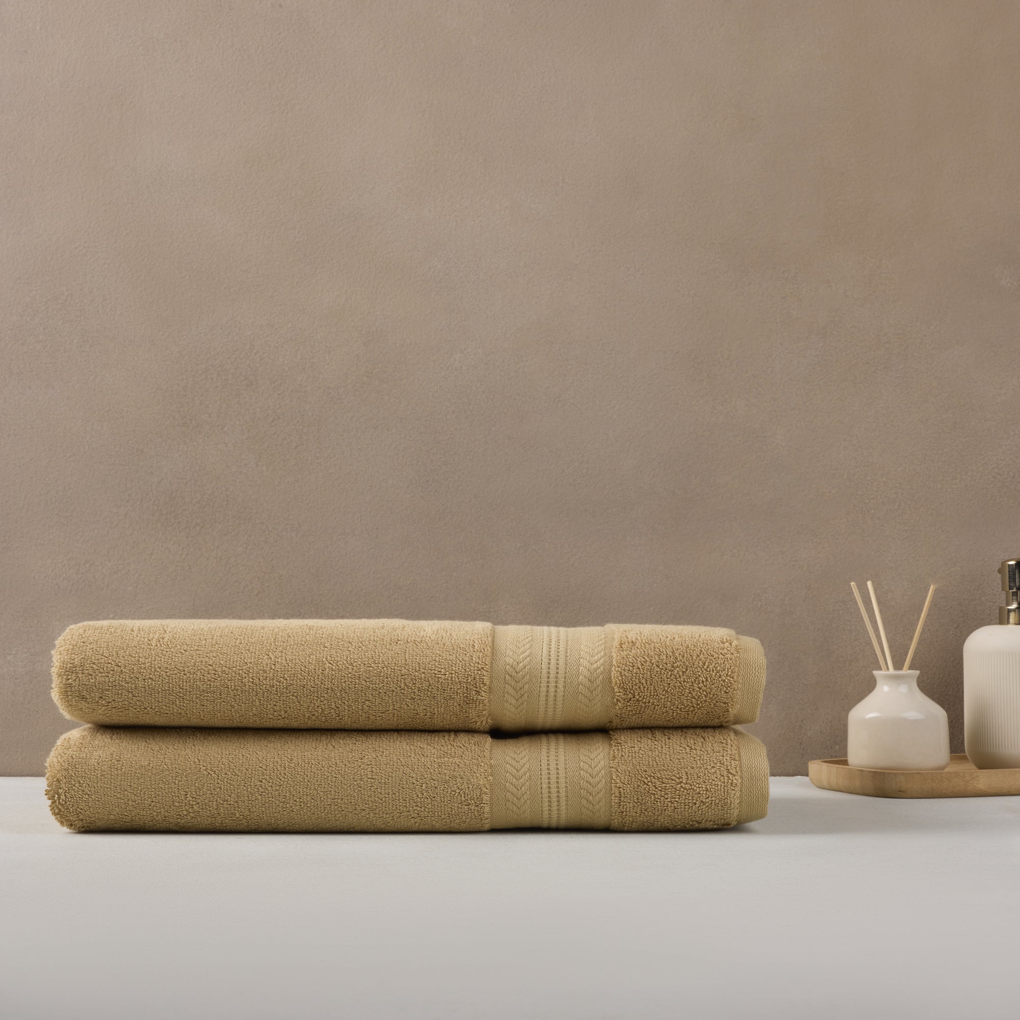 Bamboo Cotton | Bath Towel(Pack of 2) | 600 GSM | Beige