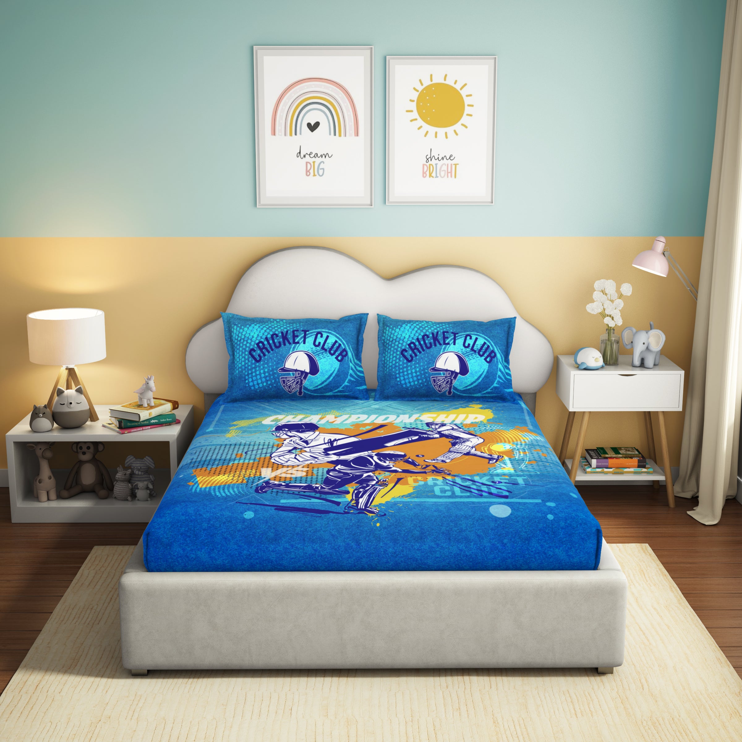 Play Collection | Printed Double Bedsheet Set | 180 TC Cotton - Power Play by Himeya