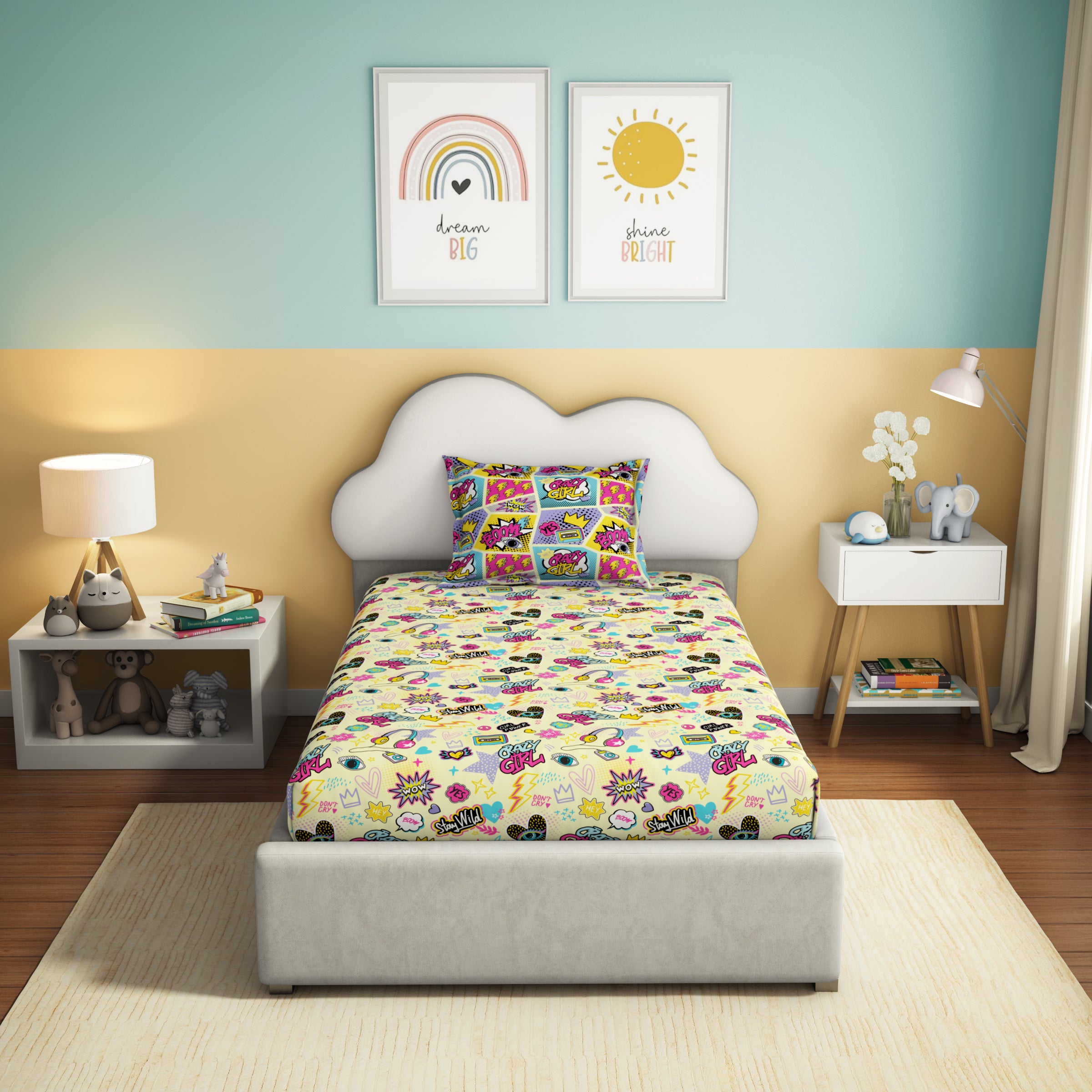 Play Collection | Printed Single Bedsheet Set | 180 TC Cotton - Stay Wild by Himeya