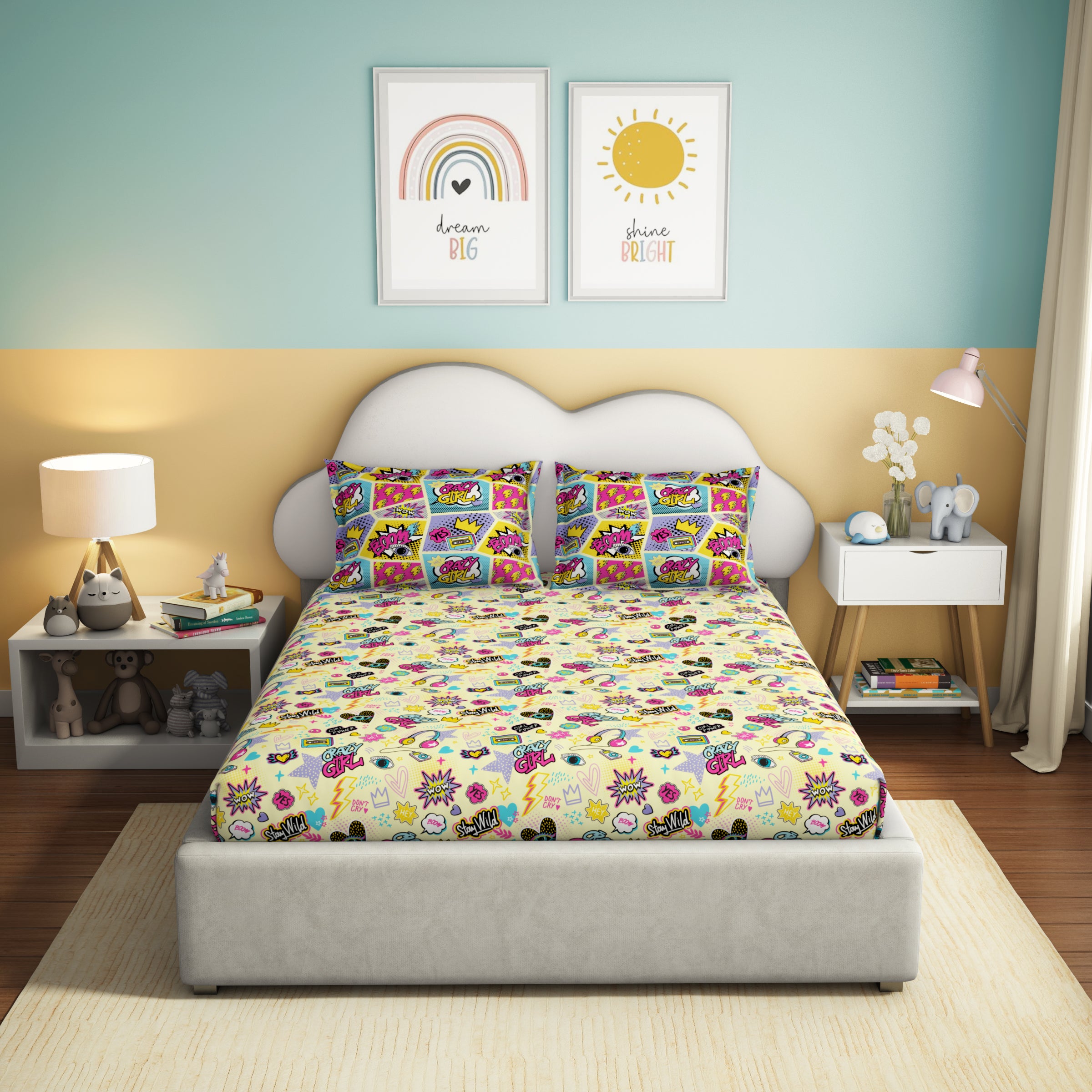 Play Collection | Printed Double Bedsheet Set | 180 TC Cotton - Stay Wild by Himeya