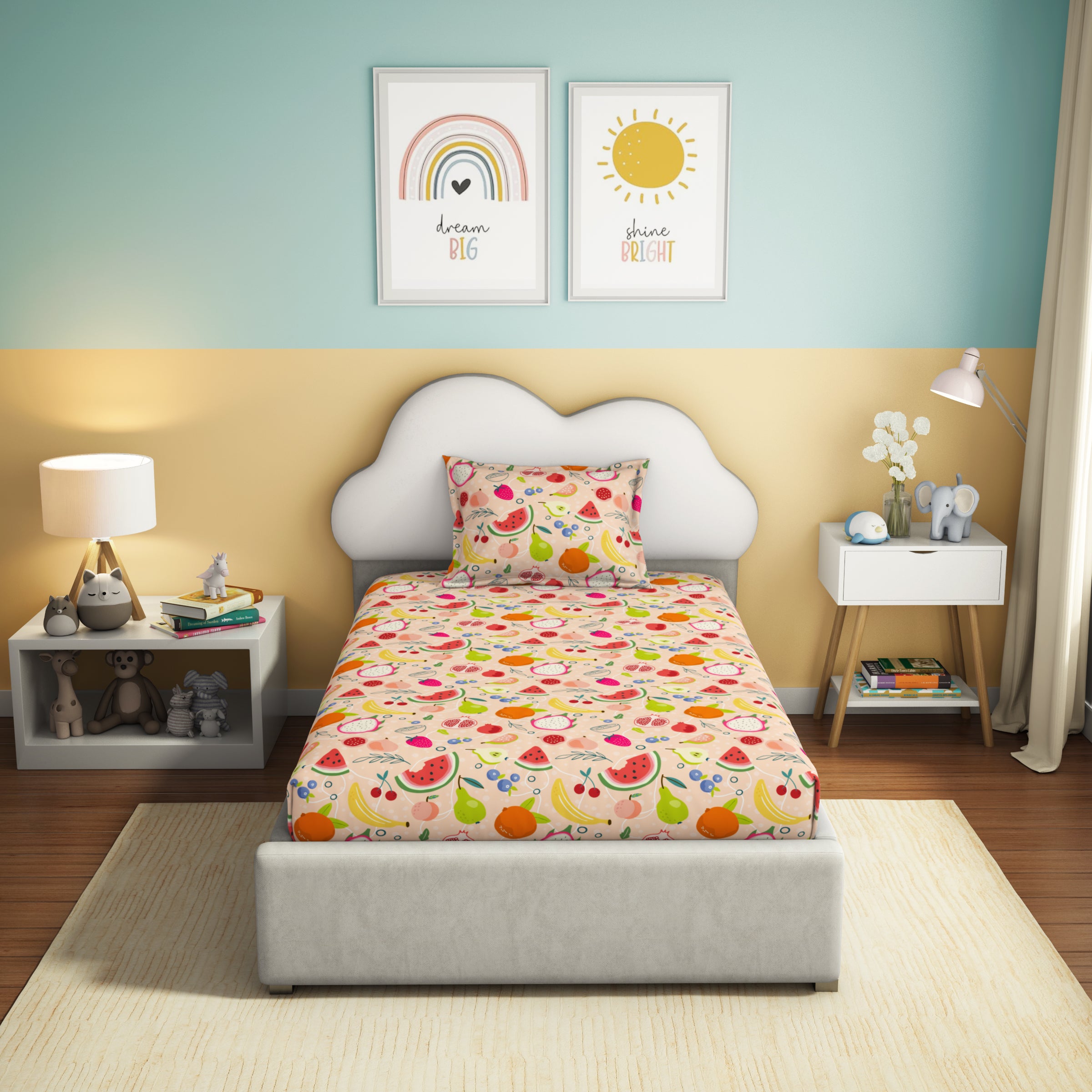 Play Collection | Printed Single Bedsheet Set | 180 TC Cotton - Fruitalicious by Himeya