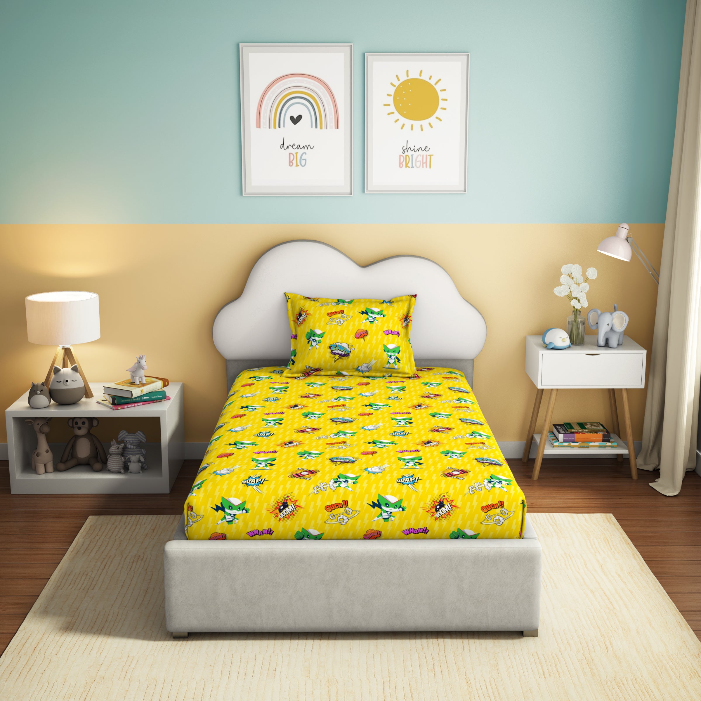 Play Collection | Printed Single Bedsheet Set | 180 TC Cotton - Storm Striker by Himeya