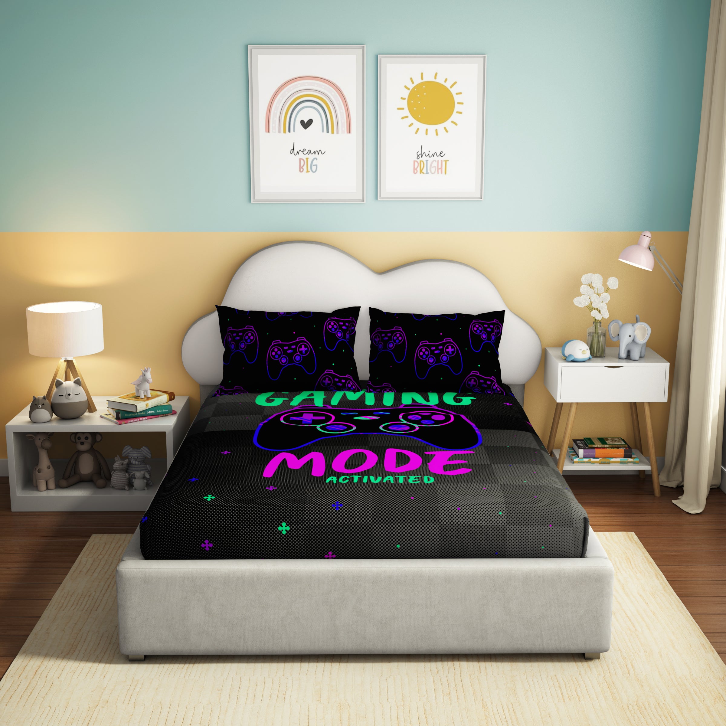 Play Collection | Printed Double Bedsheet Set | 180 TC Cotton - Game Mode by Himeya