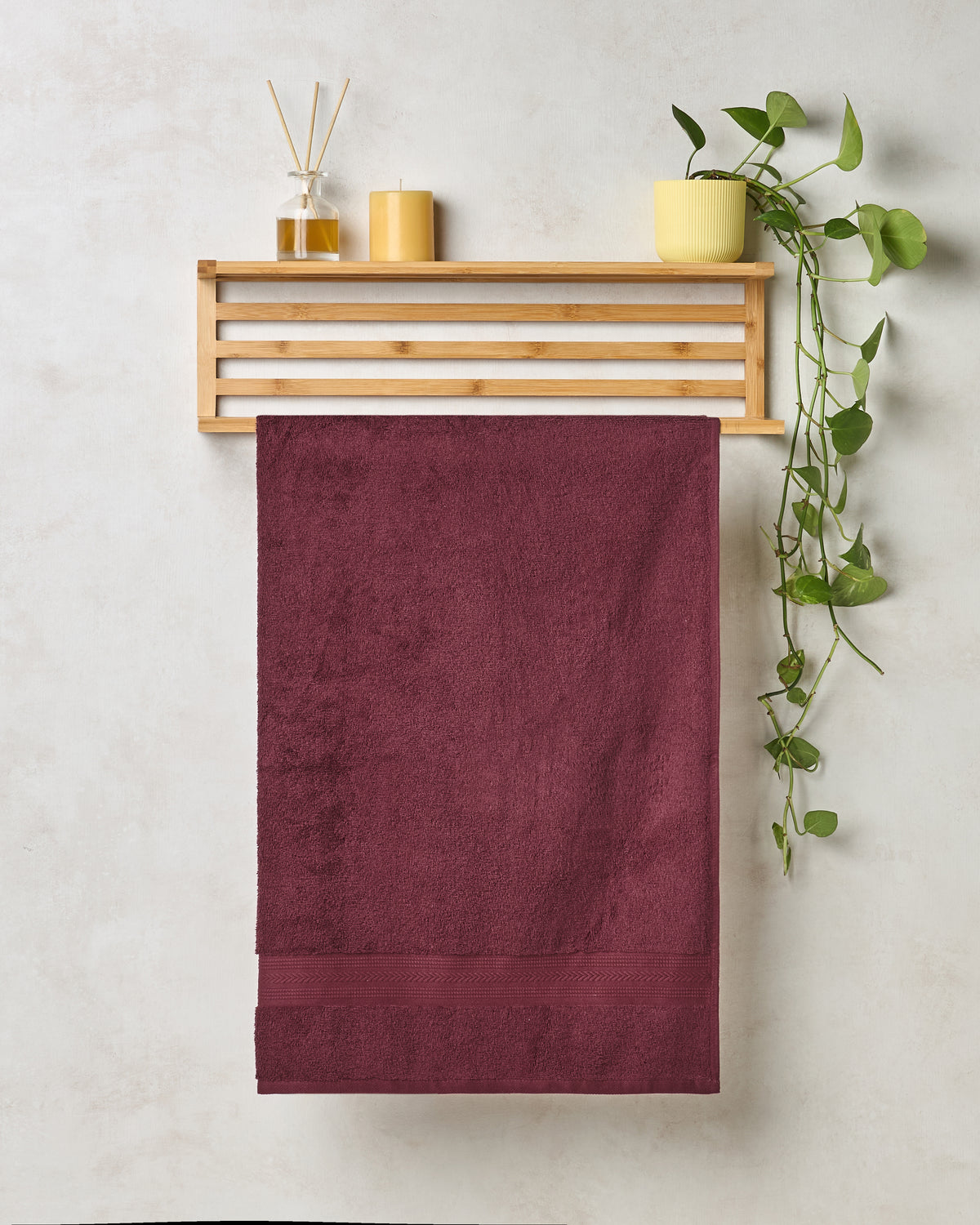 Quickdry Cotton|Bath Towel|500 GSM | Wine Red