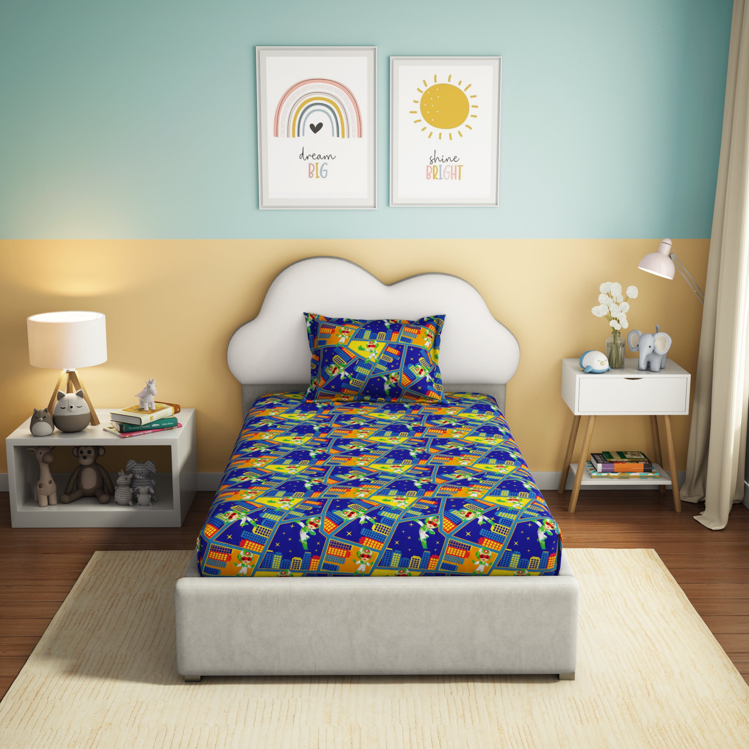 Play Collection | Printed Single Bedsheet Set | 180 TC Cotton - Thunder Flash by Himeya