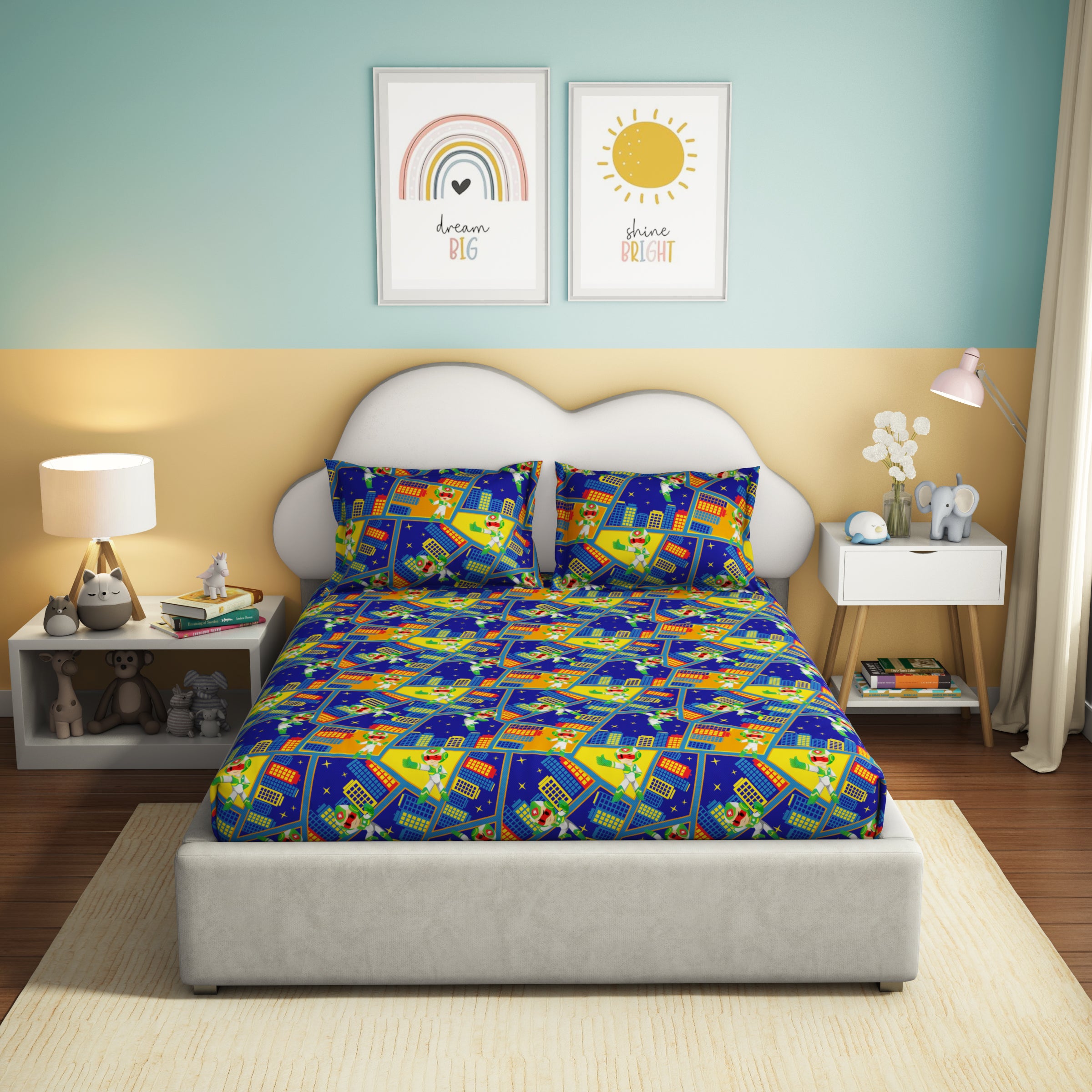 Play Collection | Printed Double Bedsheet Set | 180 TC Cotton - Thunder Flash by Himeya