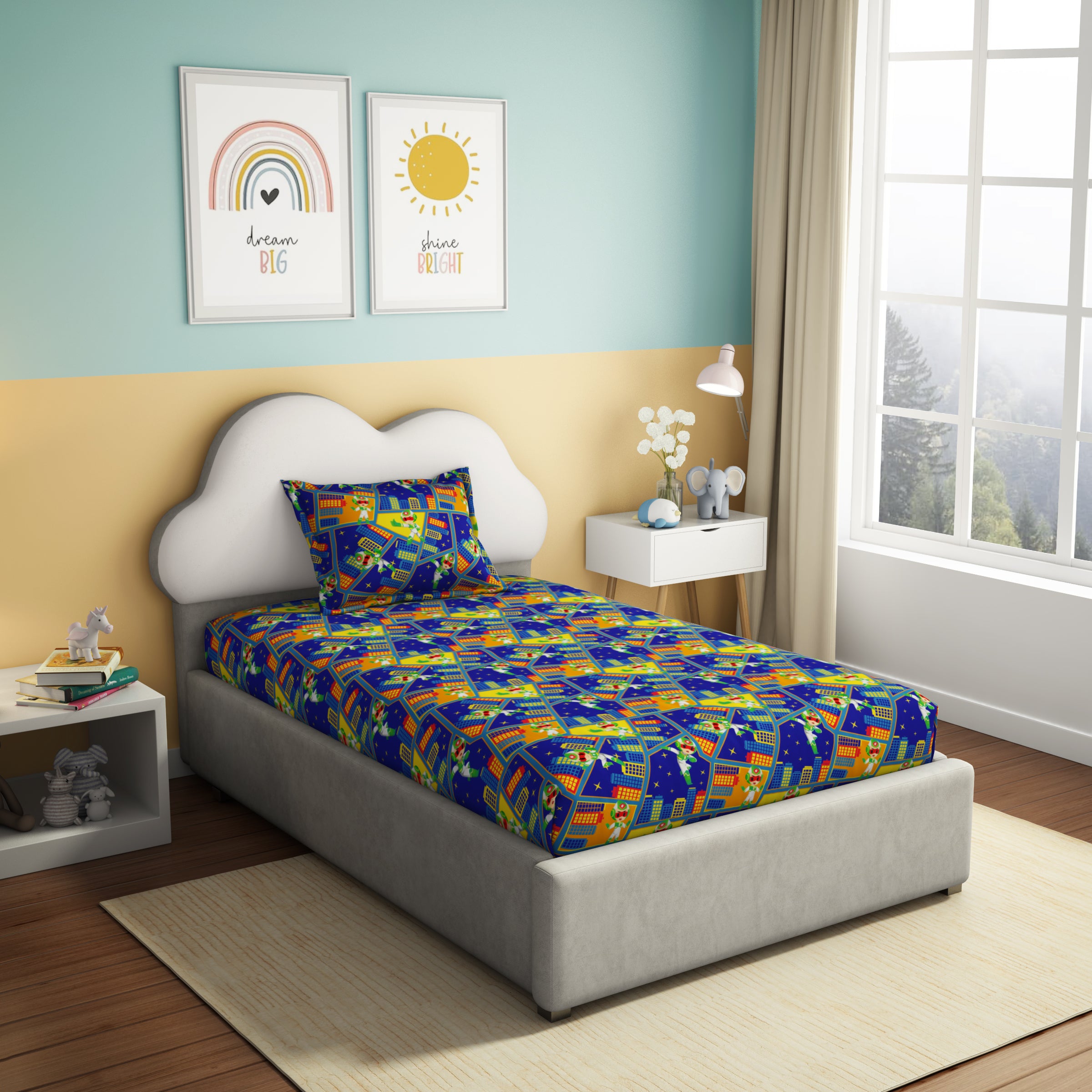 Play Collection | Printed Single Bedsheet Set | 180 TC Cotton - Thunder Flash by Himeya