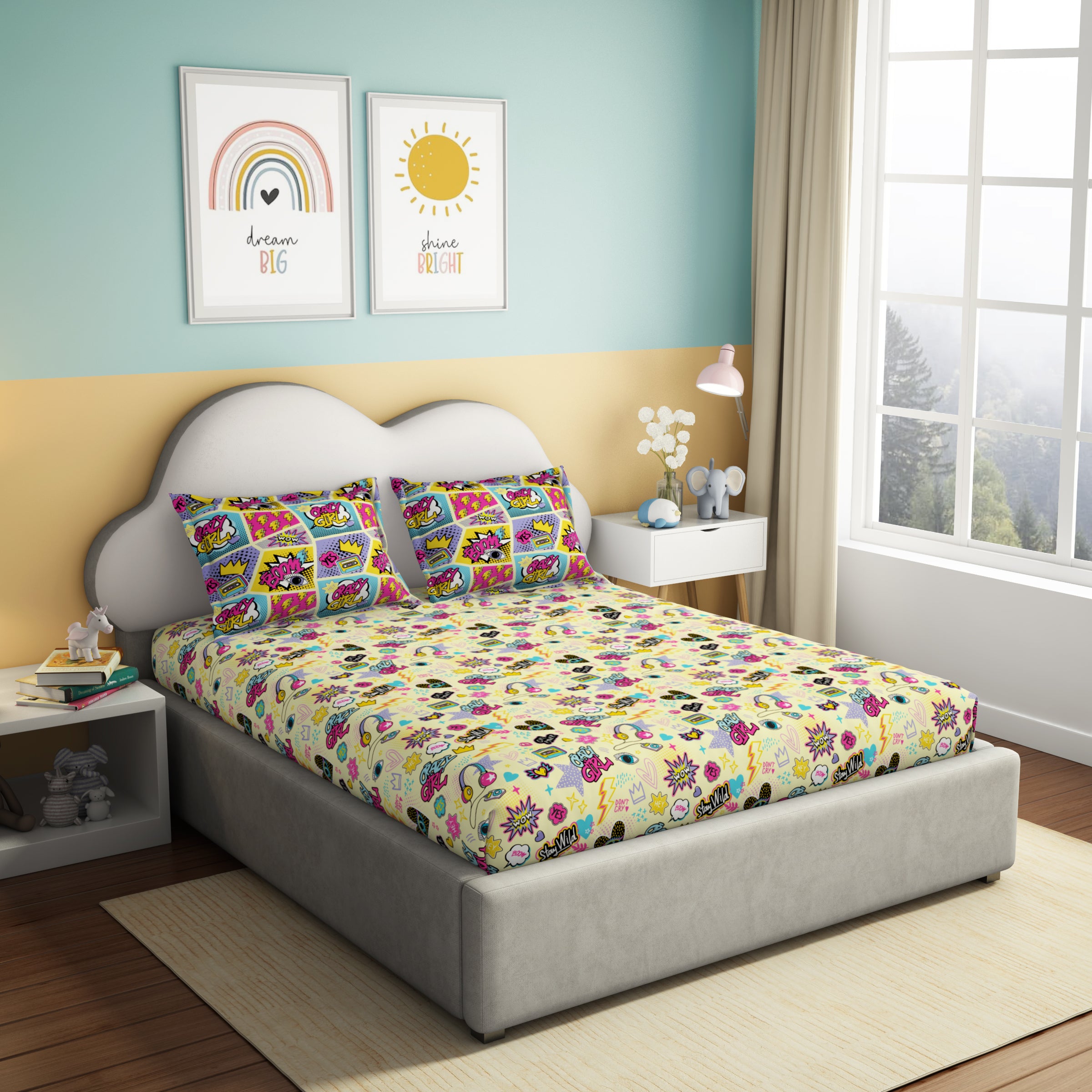 Play Collection | Printed Double Bedsheet Set | 180 TC Cotton - Stay Wild by Himeya