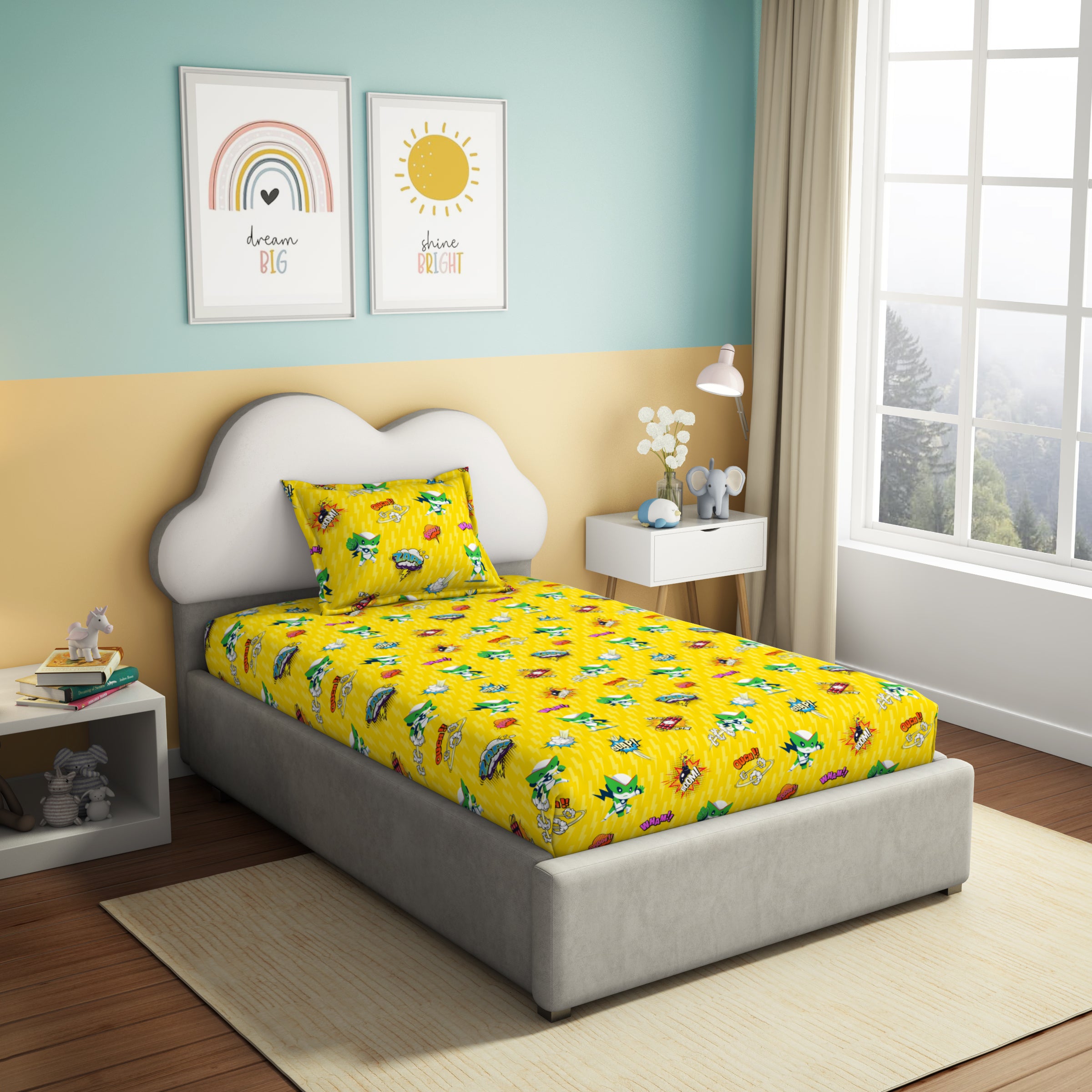 Play Collection | Printed Single Bedsheet Set | 180 TC Cotton - Storm Striker by Himeya