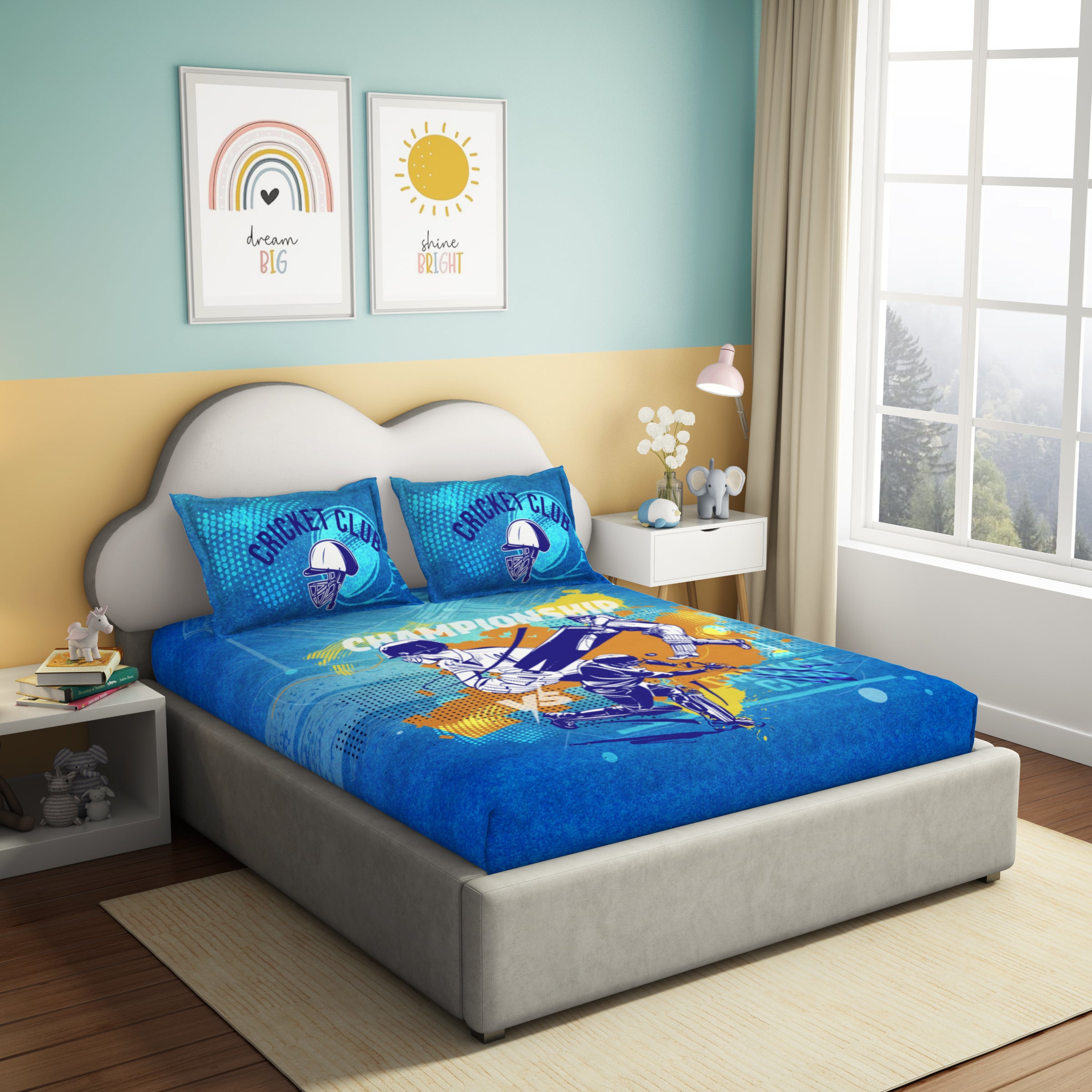 Play Collection | Printed Double Bedsheet Set | 180 TC Cotton - Power Play by Himeya