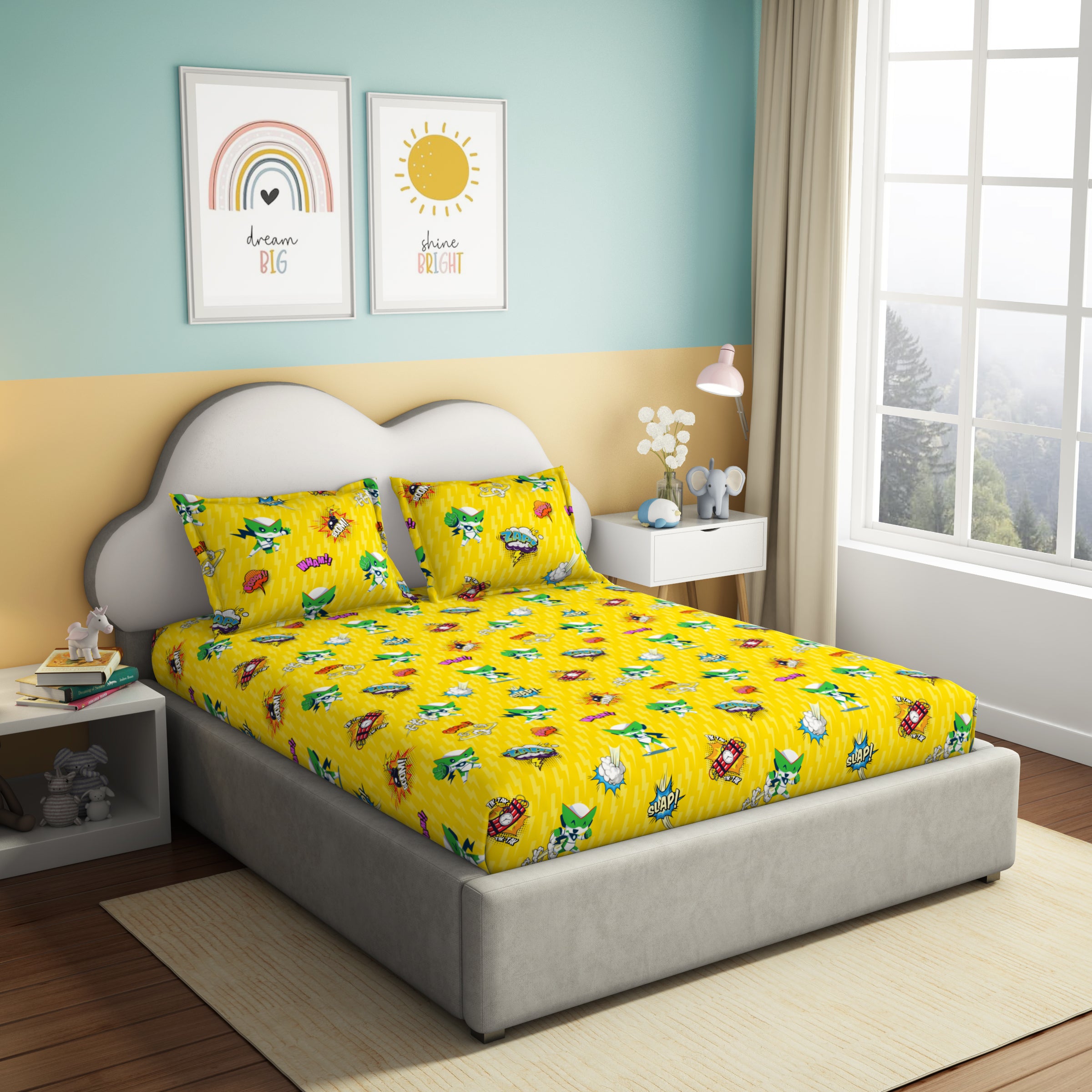 Play Collection | Printed Double Bedsheet Set | 180 TC Cotton - Storm Striker by Himeya