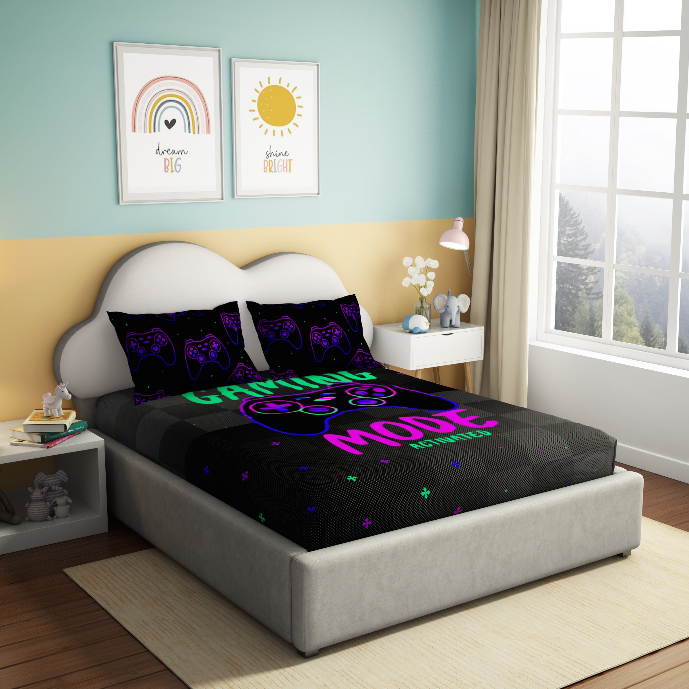 Play Collection | Printed Double Bedsheet Set | 180 TC Cotton - Game Mode by Himeya