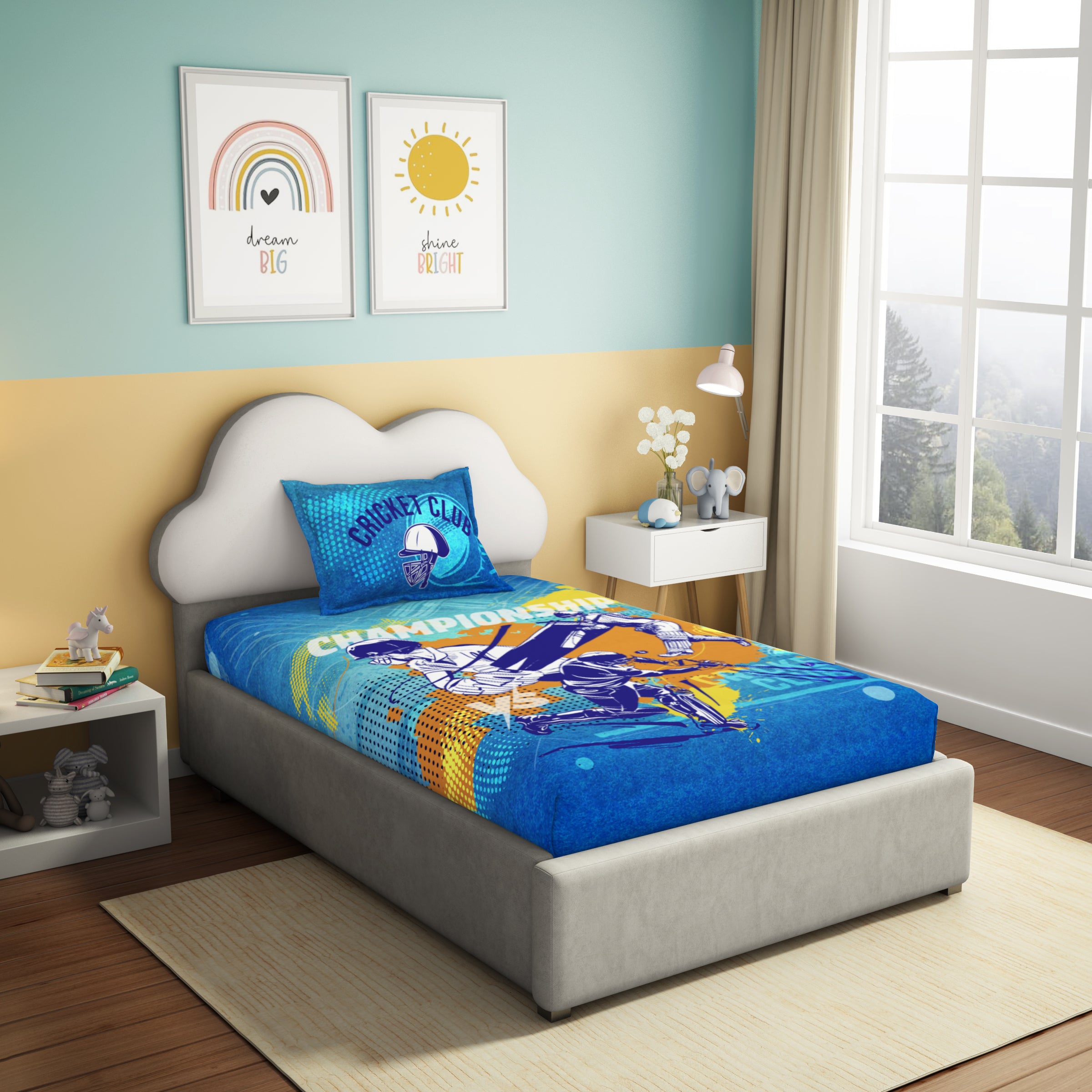 Play Collection | Printed Single Bedsheet Set | 180 TC Cotton - Power Play by Himeya