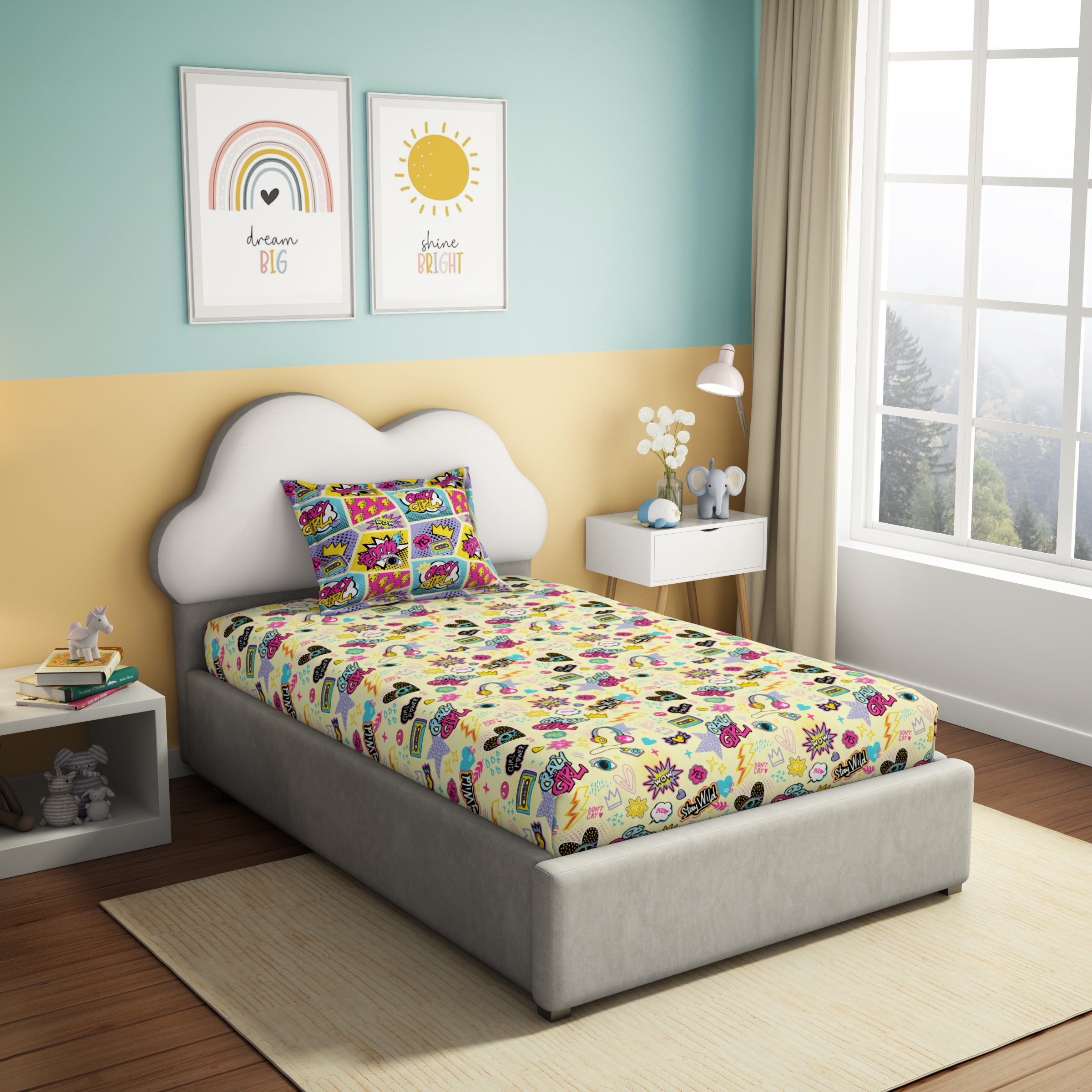 Play Collection | Printed Single Bedsheet Set | 180 TC Cotton - Stay Wild by Himeya