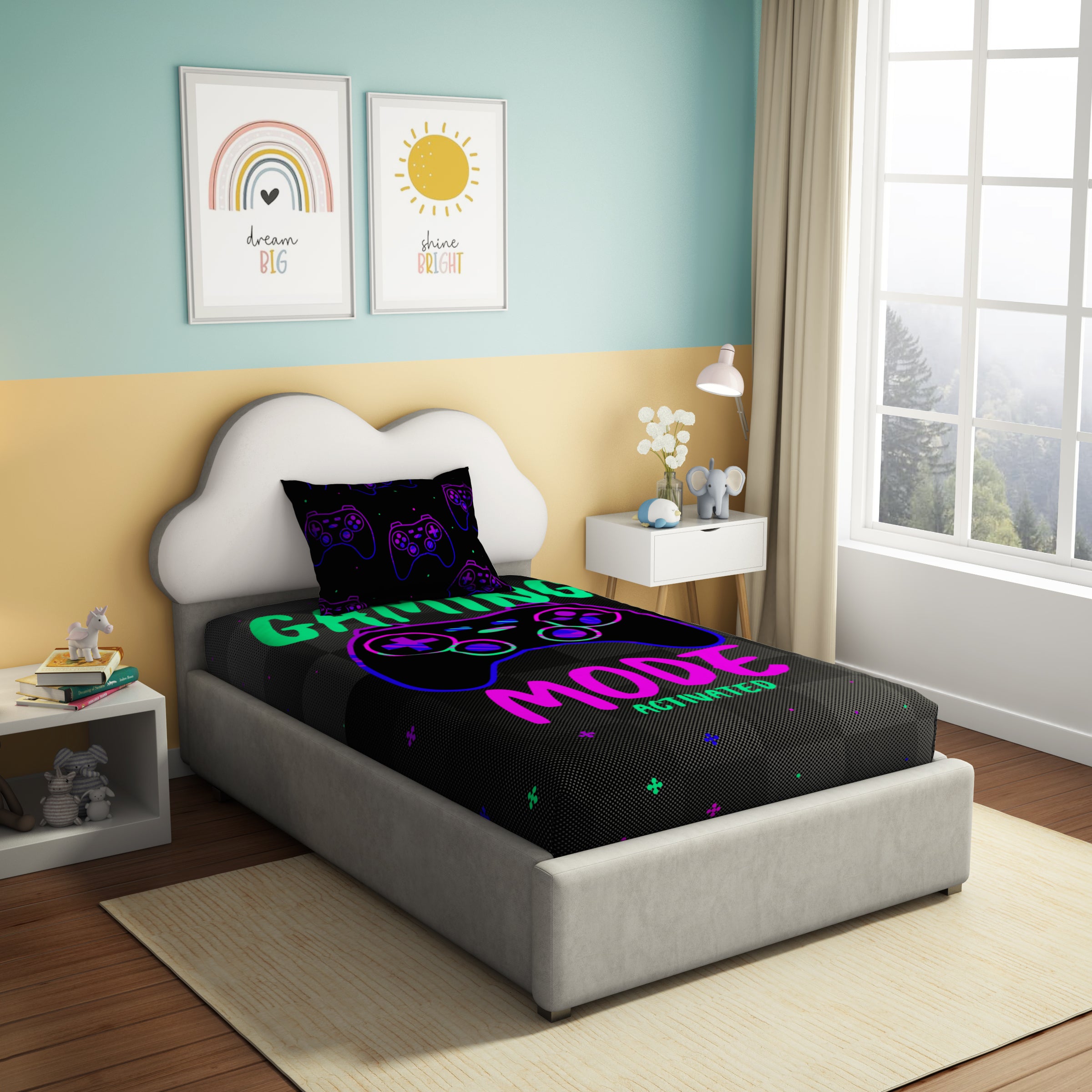 Play Collection | Printed Single Bedsheet Set | 180 TC Cotton - Game Mode by Himeya