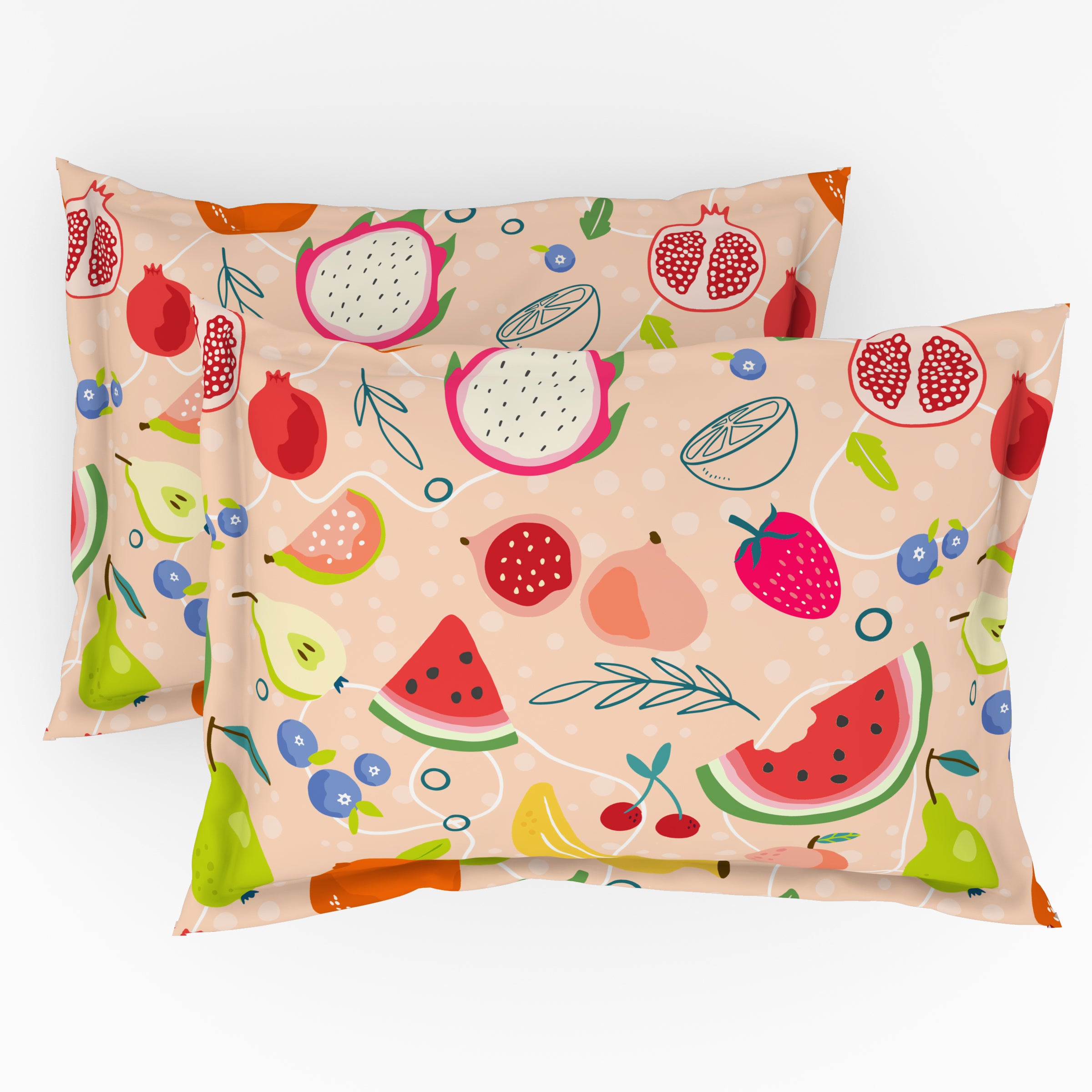 The Play Collection | Printed Double Bedsheet Set | 180 TC Cotton | Fruitalicious