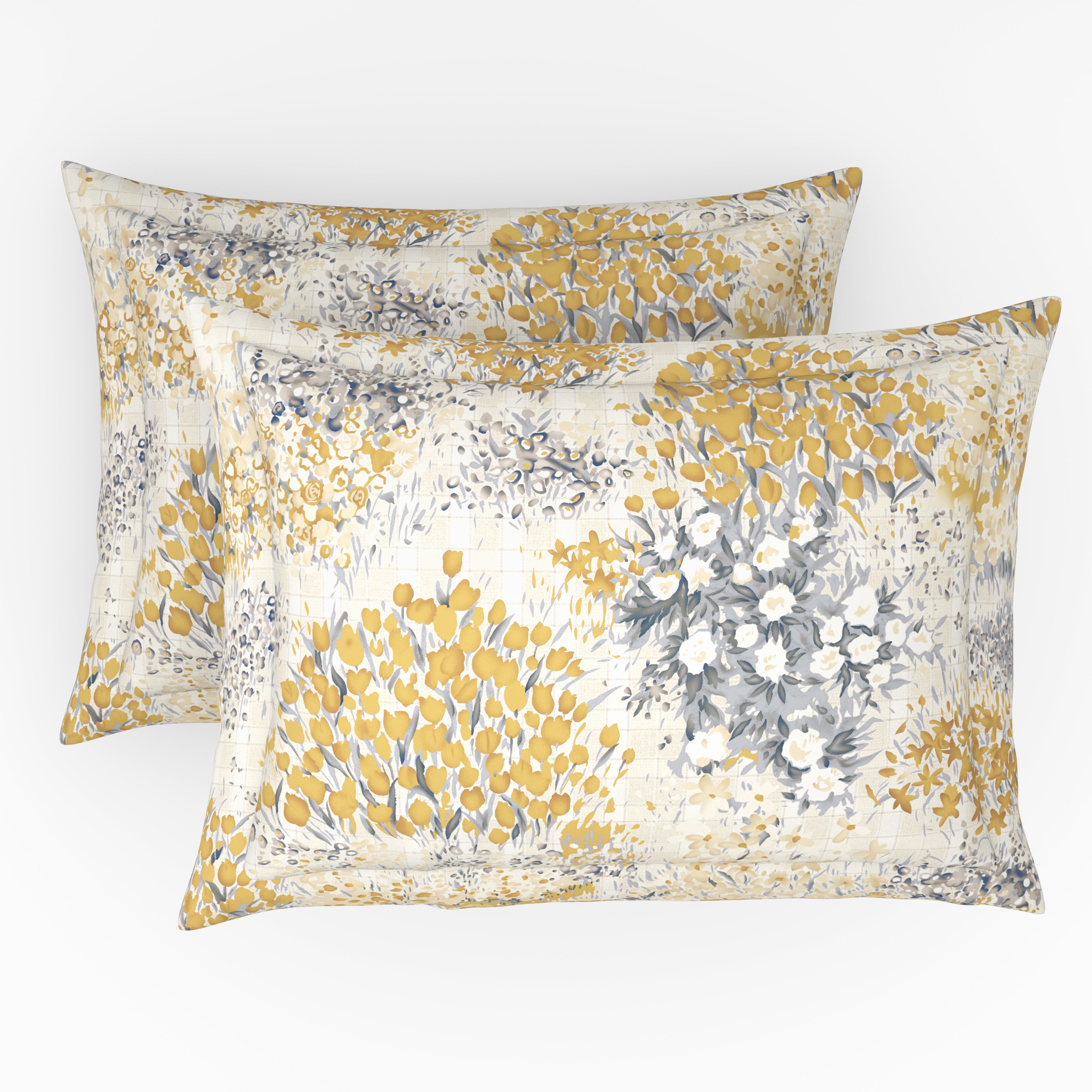 Gold Collection, Floral Haven | Printed King Bedsheet Set | 300 TC Cotton - Gold Yellow by Himeya