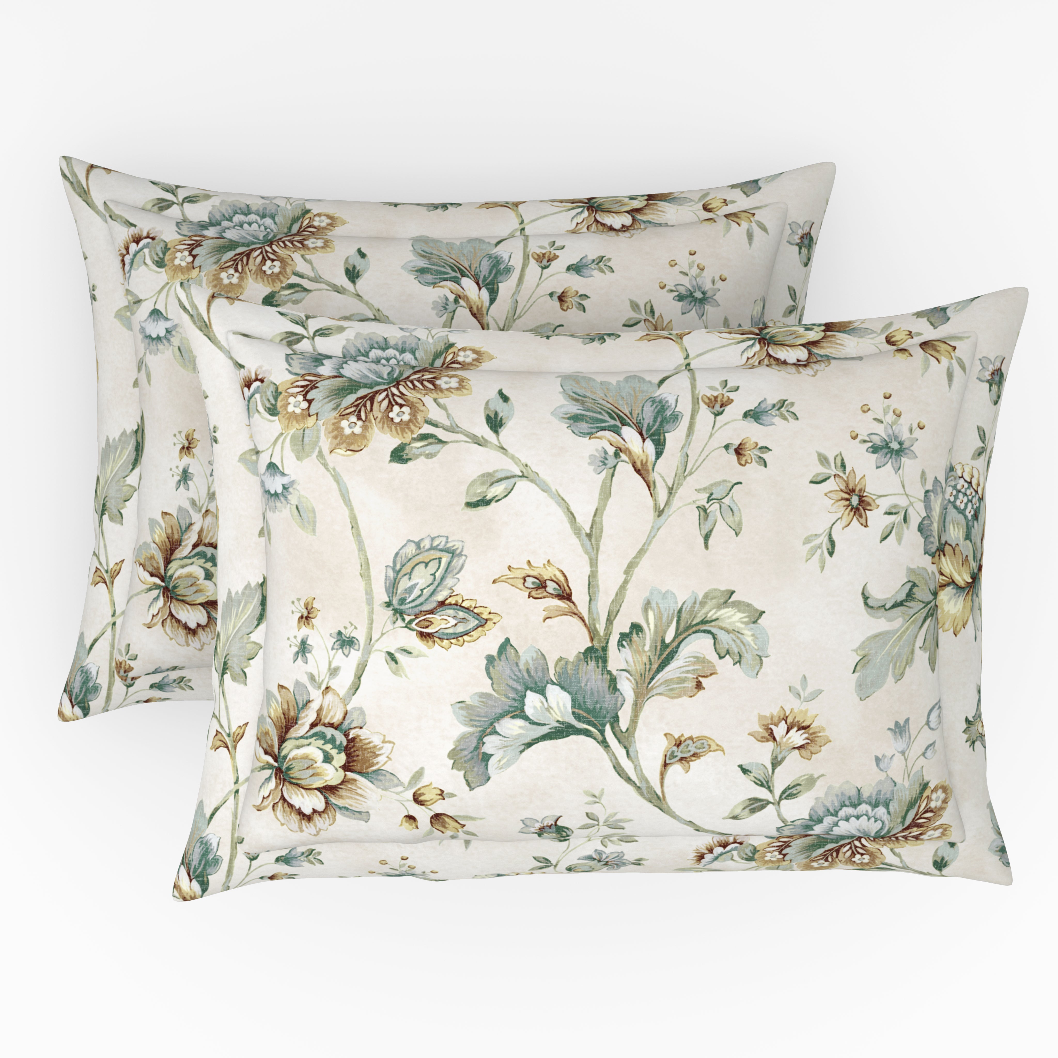 Gold Collection, Floral Haven | Printed King Bedsheet Set | 300 TC Cotton - Gold Sage by Himeya