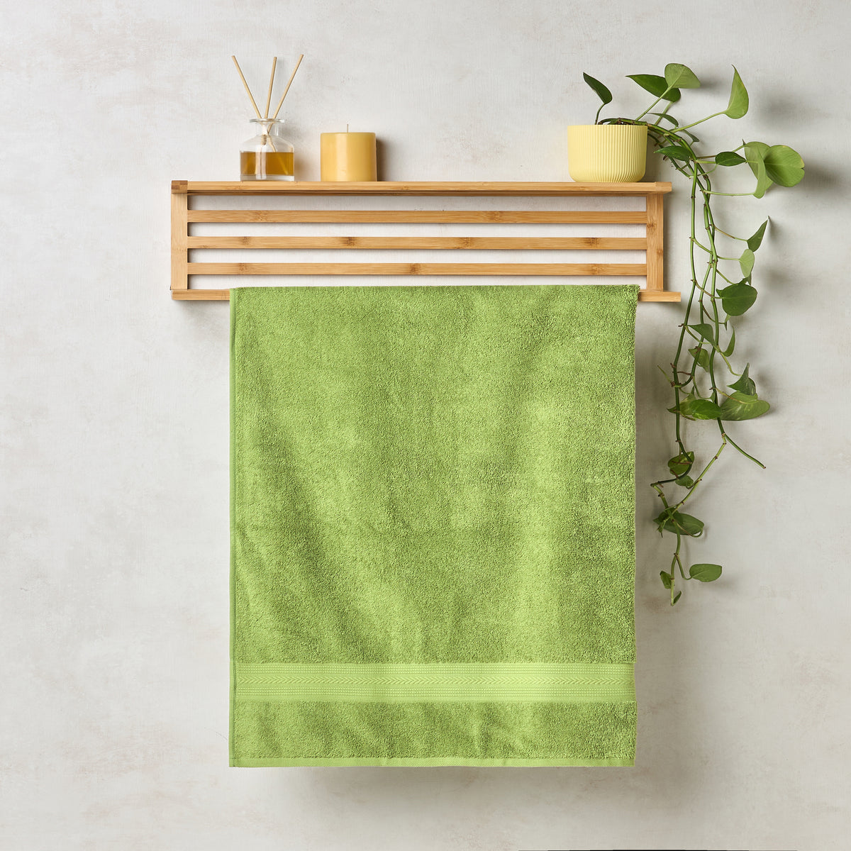 Cotton Basic | Bath Towel(Pack of2) | 500 GSM | Olive Green