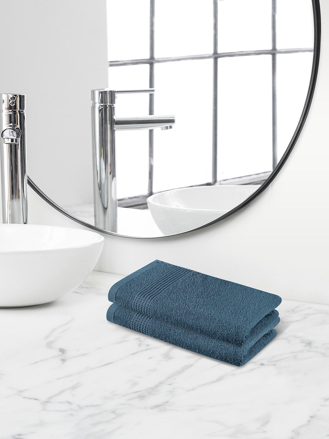 Comfort Collection, Daily Lite | Hand Towel | 320 GSM Pack of 2 - Midnight Blue by Himeya