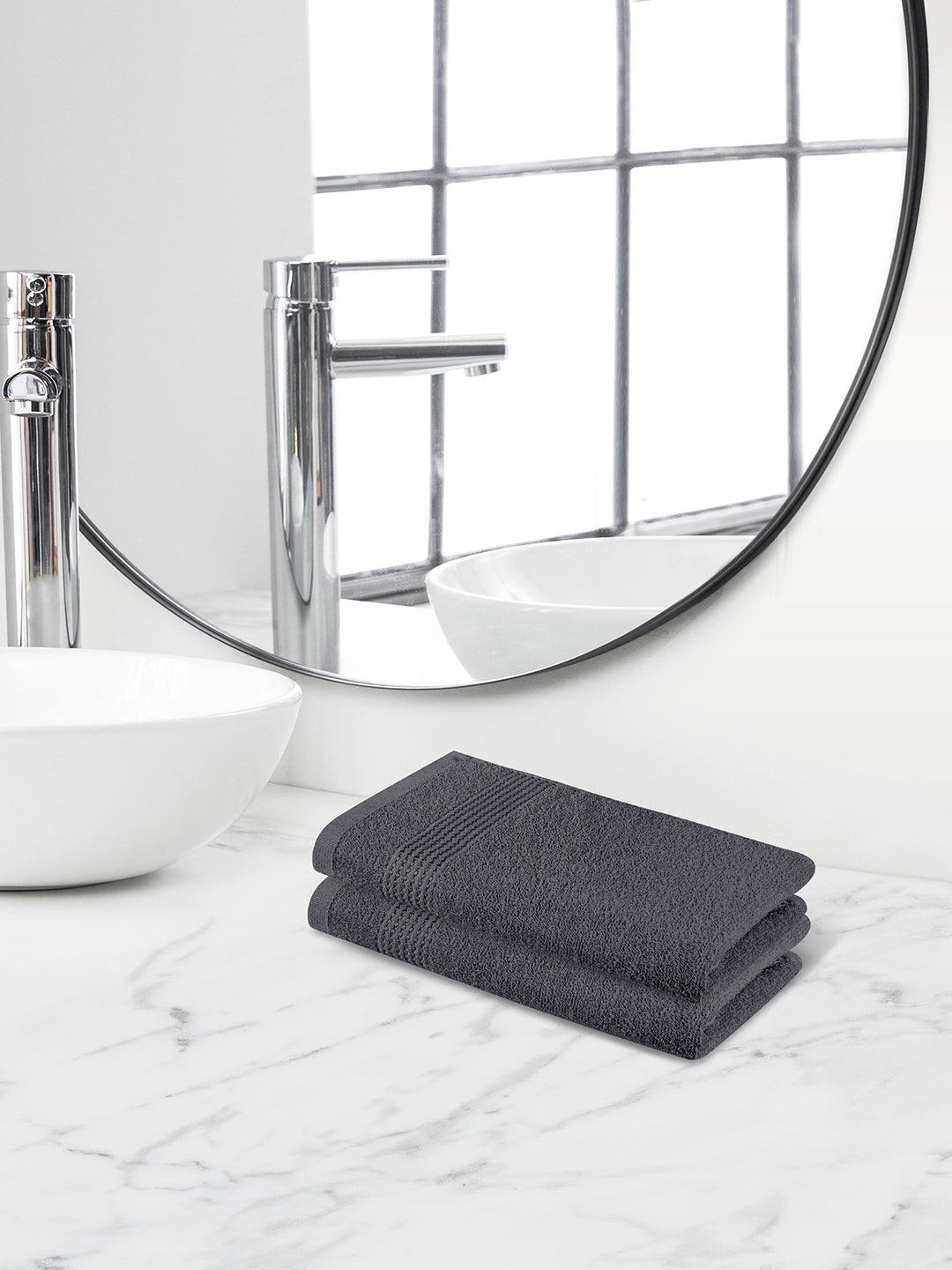 Comfort Collection, Daily Lite | Hand Towel | 320 GSM Pack of 2 - Charcoal by Himeya