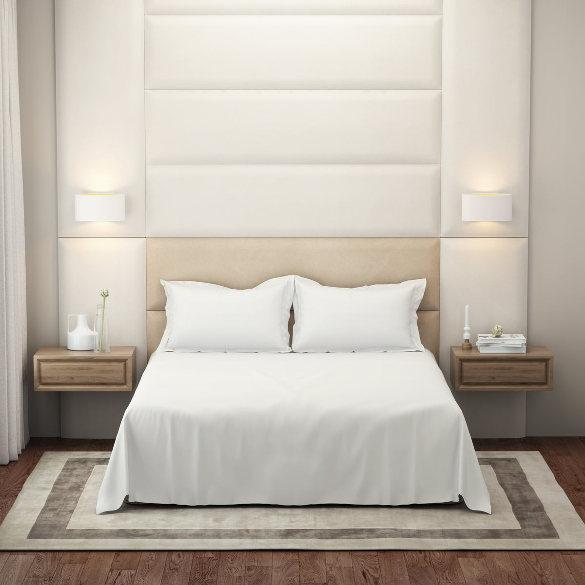 The Gold Collection | King Bedsheet Set | 300 TC Cotton | Moon White
