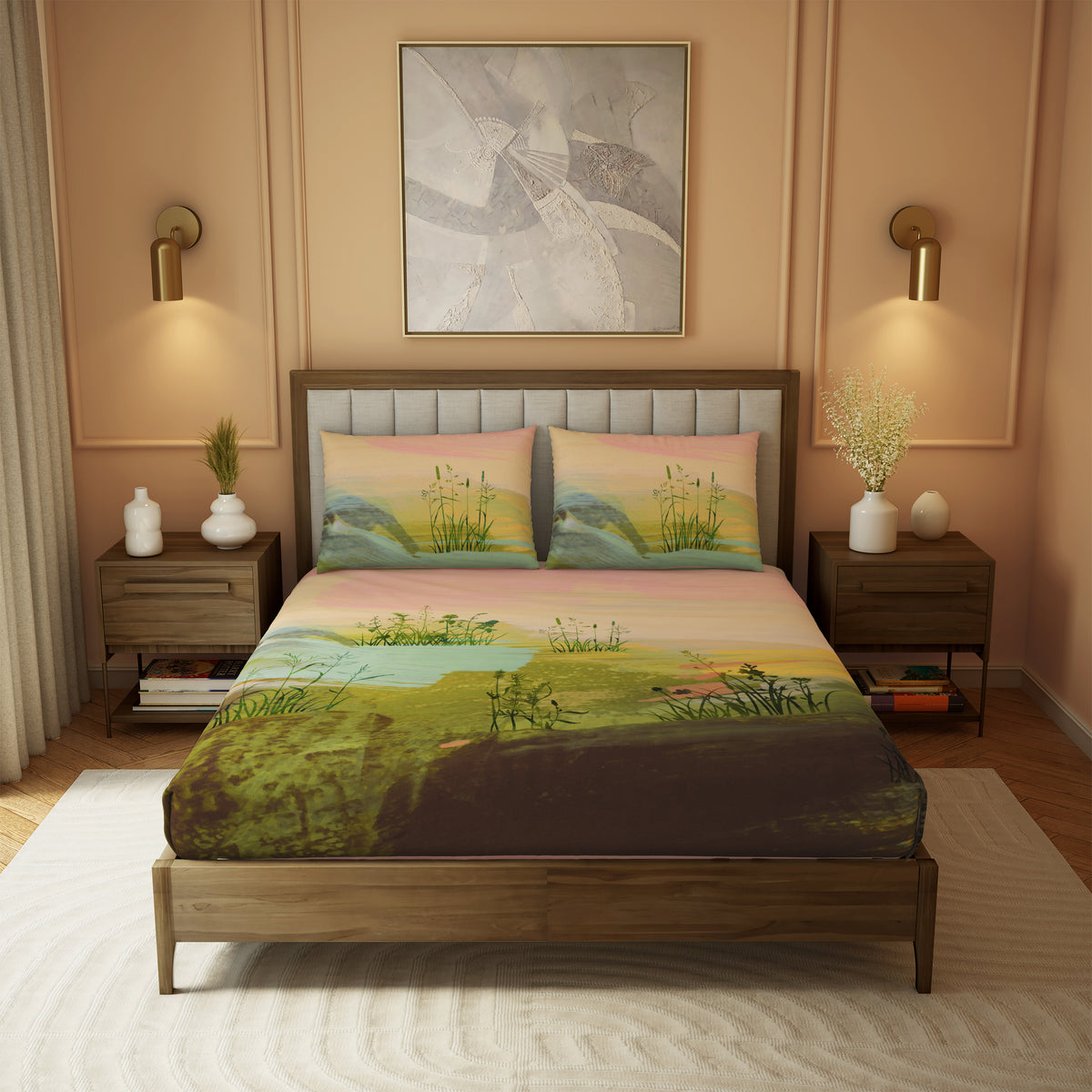 The Elite Collection | Printed King Bedsheet Set | 210 TC Cotton | Multi Hue