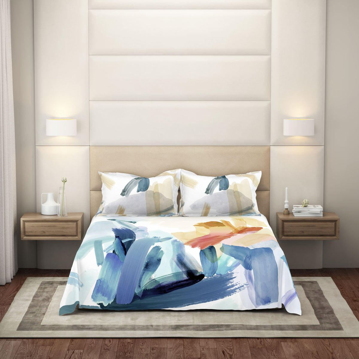 The Gold Collection | King Bedsheet Set | 300 TC Cotton | Brush Stroke
