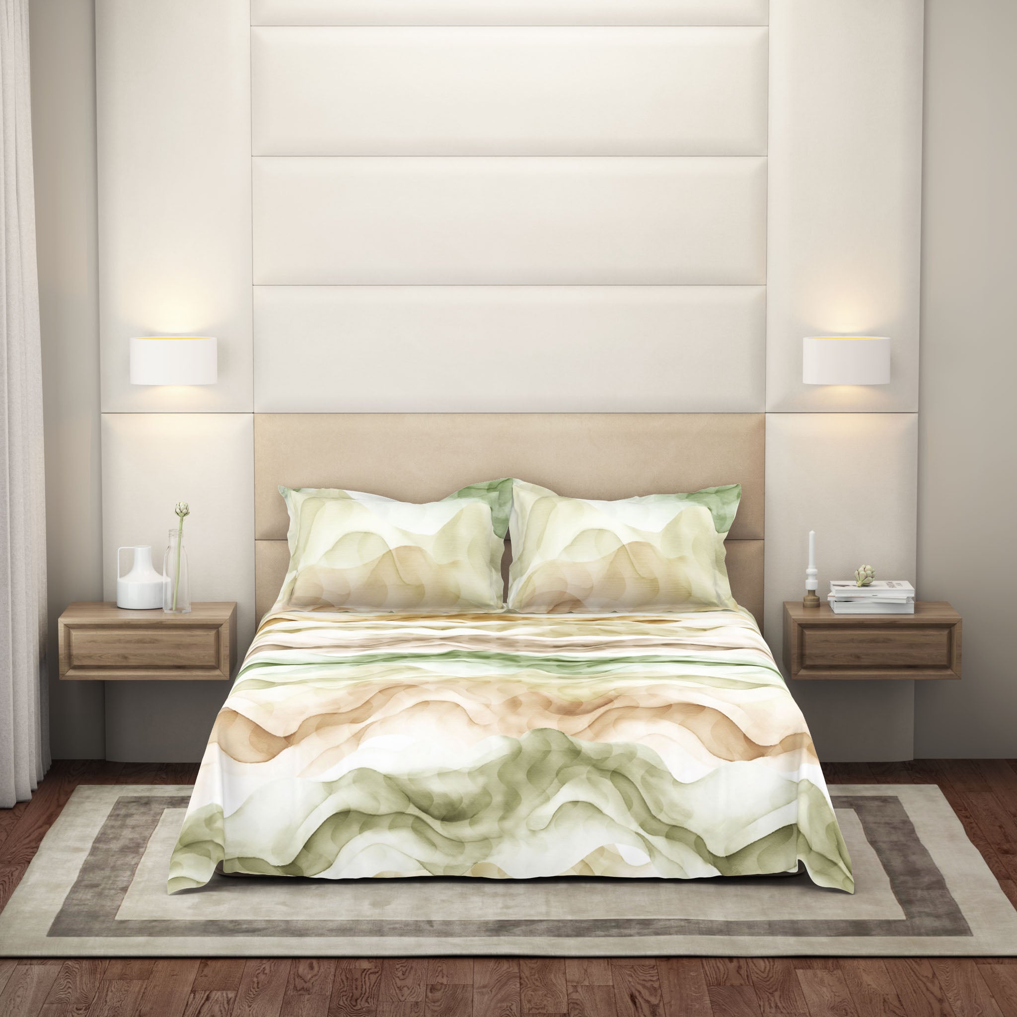 The Gold Collection | King Bedsheet Set | 300 TC Cotton | Apple Green
