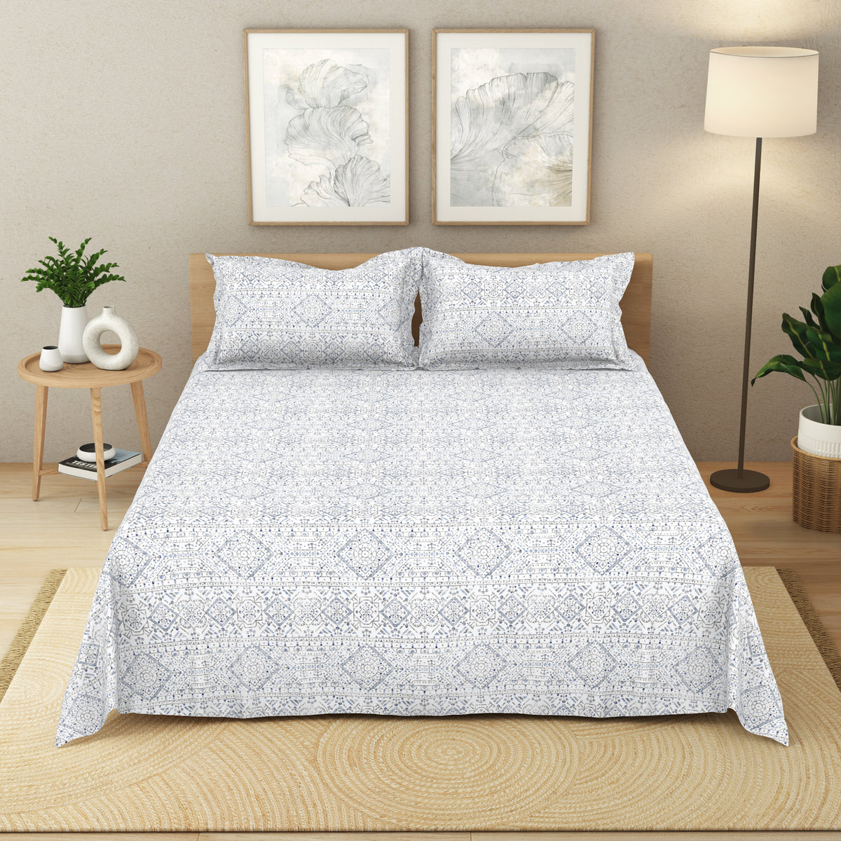 The Elite Collection | King Bedsheet Set | 180 TC Cotton | Grey