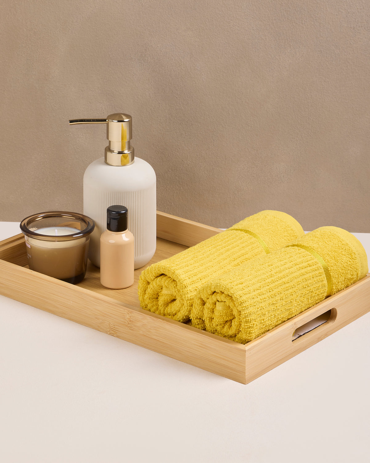 Comfort Collection | Hand Towel | 300 GSM (Pack of 2) | Amber Yellow by Himeya