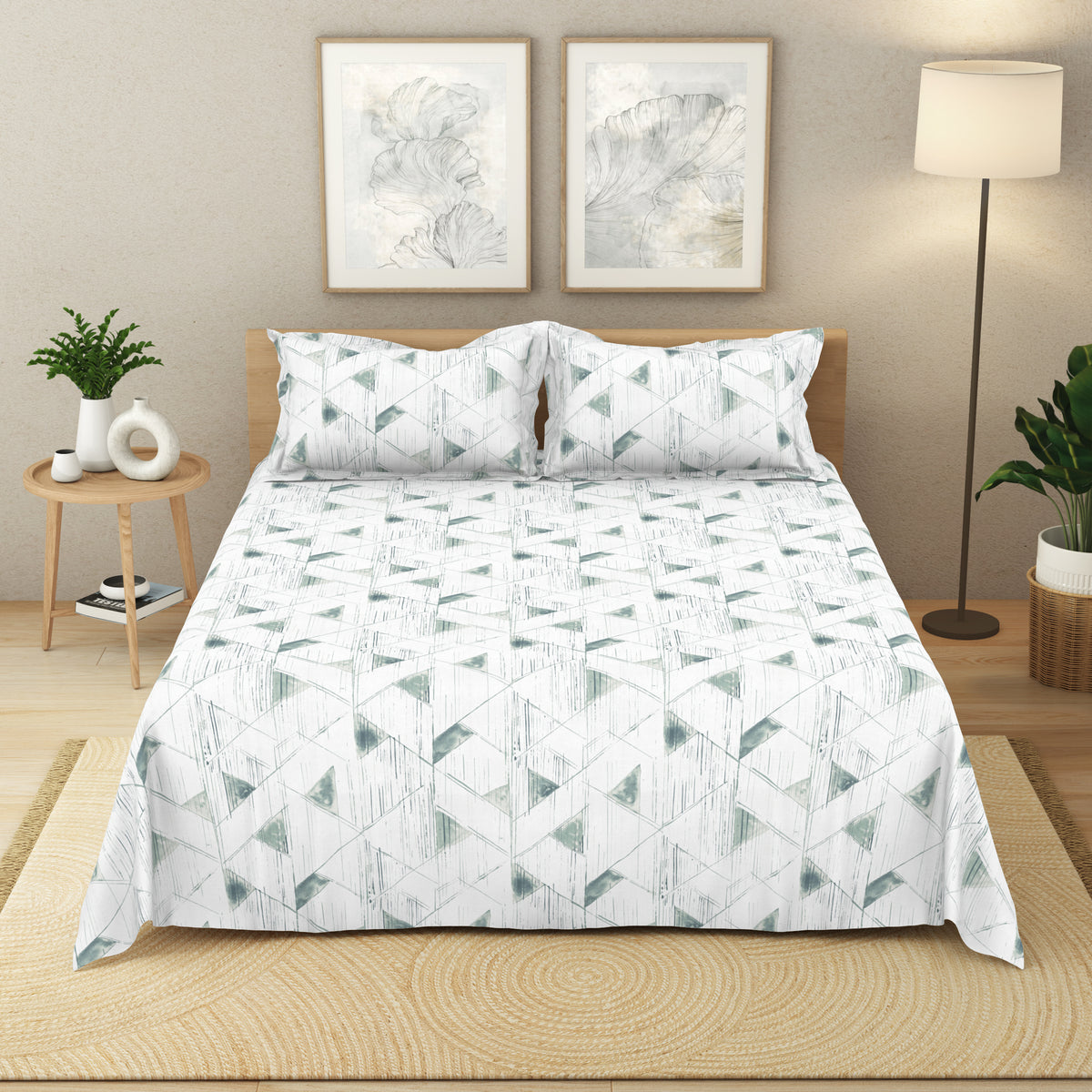 The Elite Collection | King Bedsheet Set | 180 TC Cotton | Mint