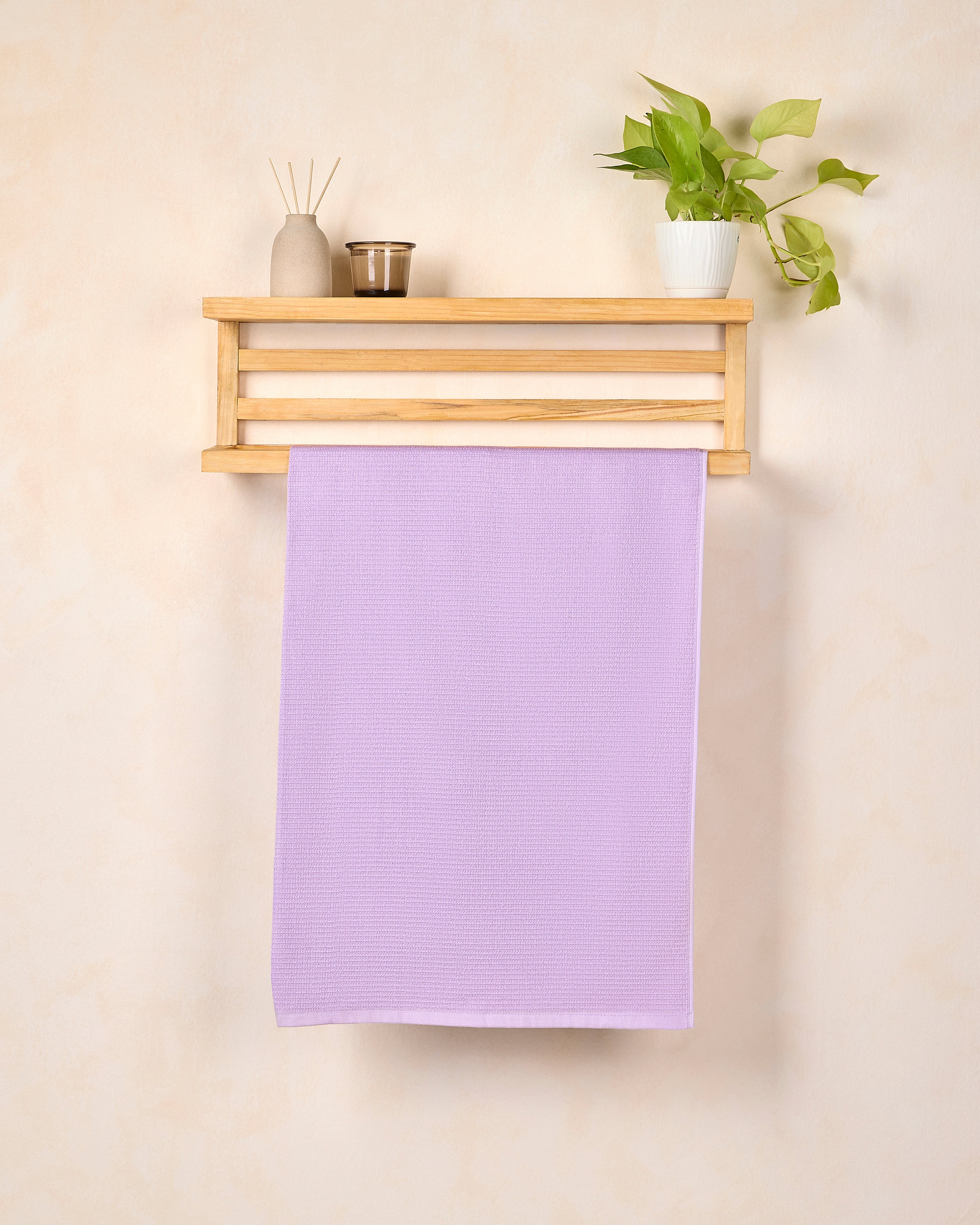 Comfort Collection, Waffle Grid | Bath Towel | 360 GSM 100% Cotton - Lilac by Himeya