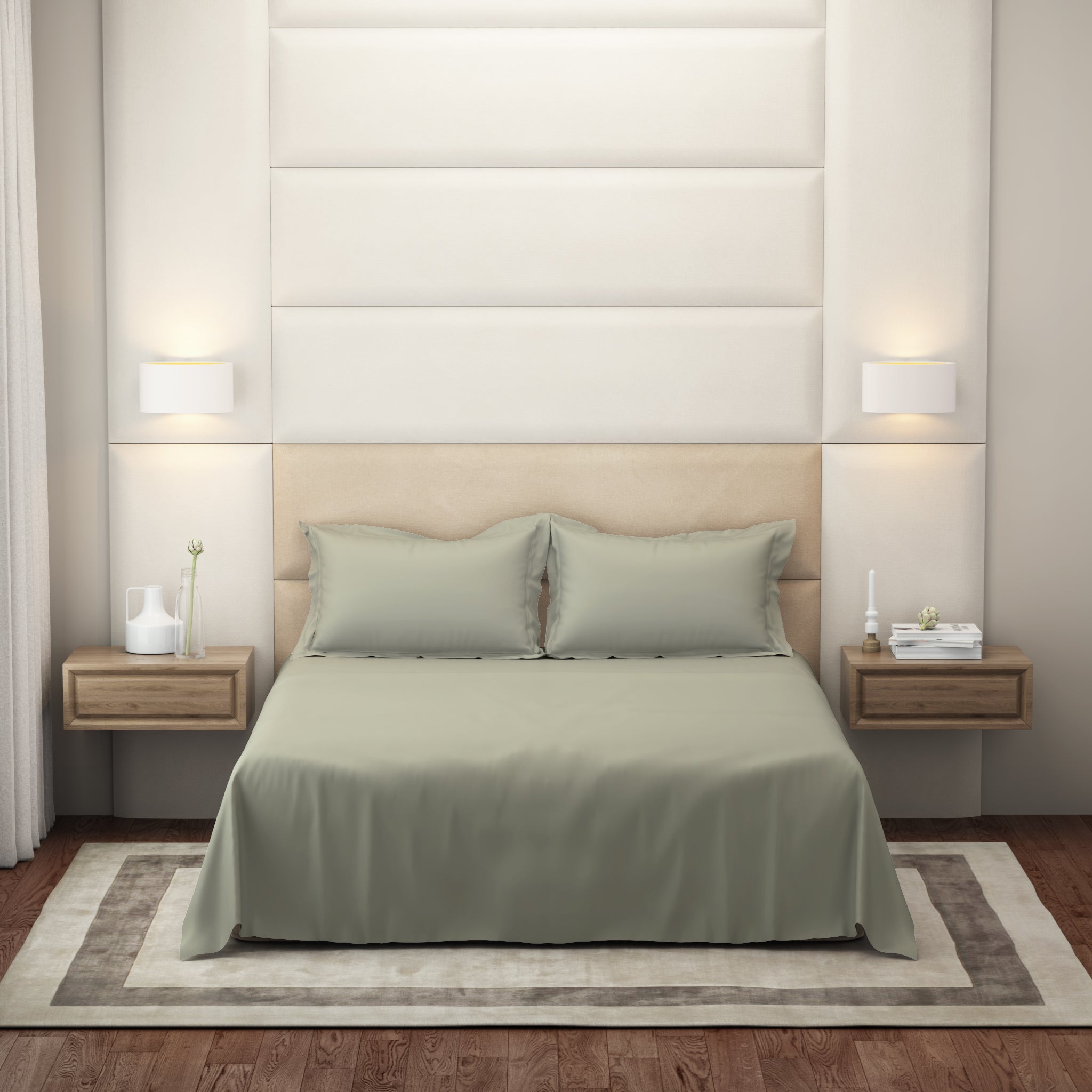 The Gold Collection | King Bedsheet Set | 300 TC Cotton | Desert Sage