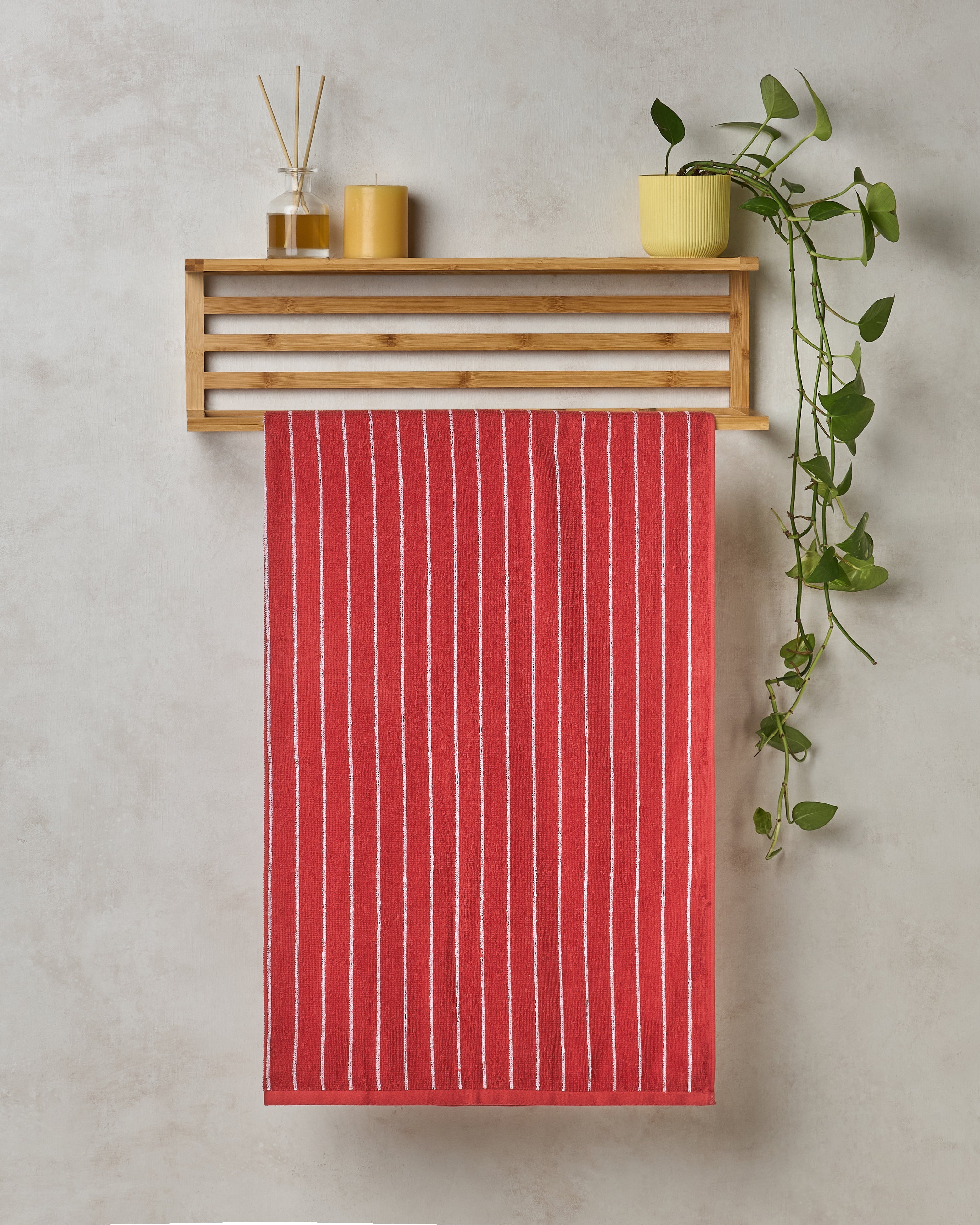 Elite Pin Stripe | Bath Towel | 350 GSM | Fire Red
