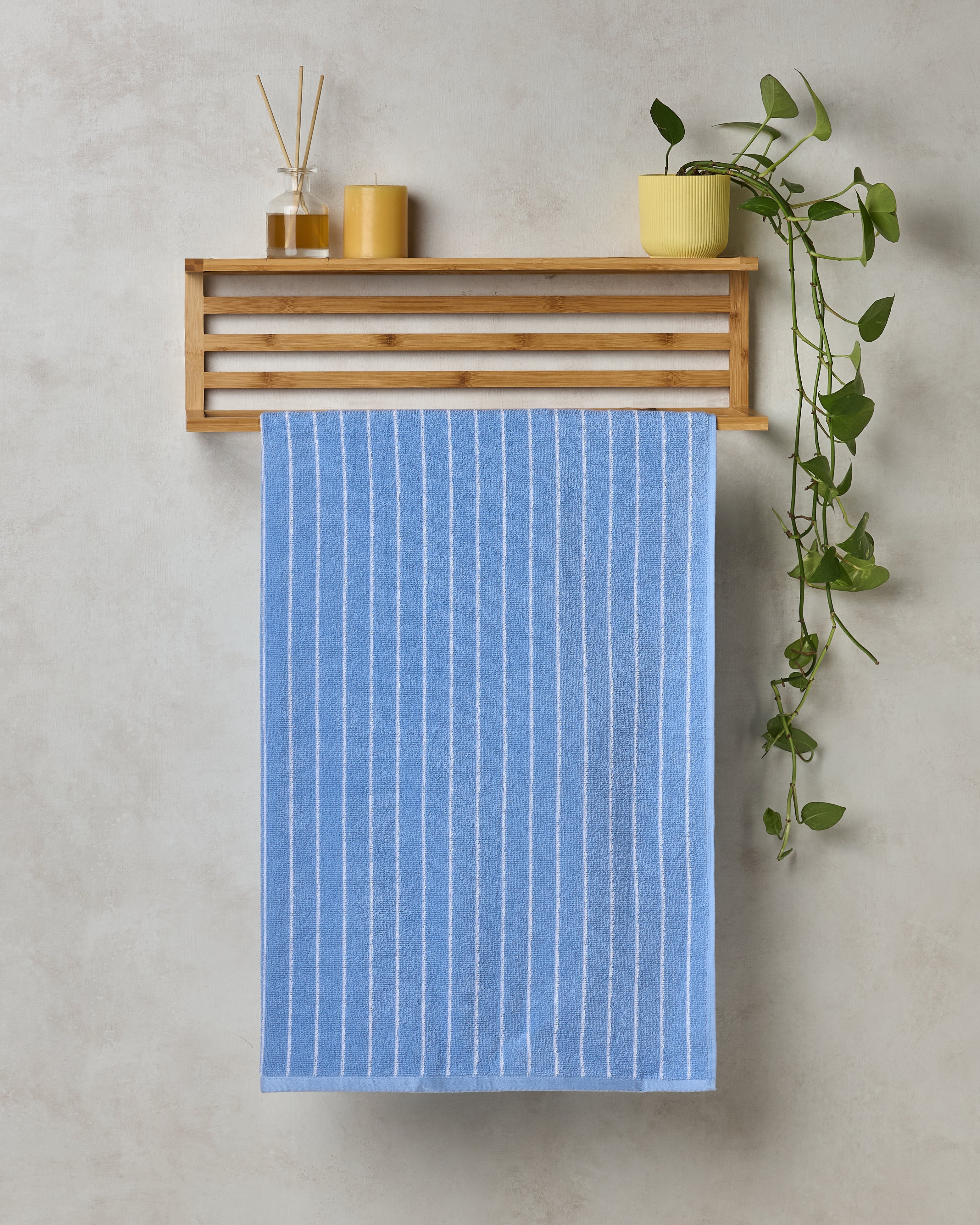 Elite Pin Stripe | Bath Towel | 350 GSM | Island Blue