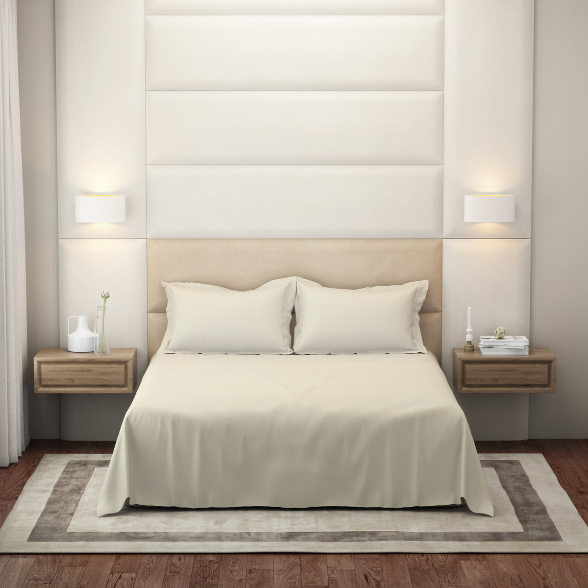 The Gold Collection | King Bedsheet Set | 300 TC Cotton | Pearl Almond