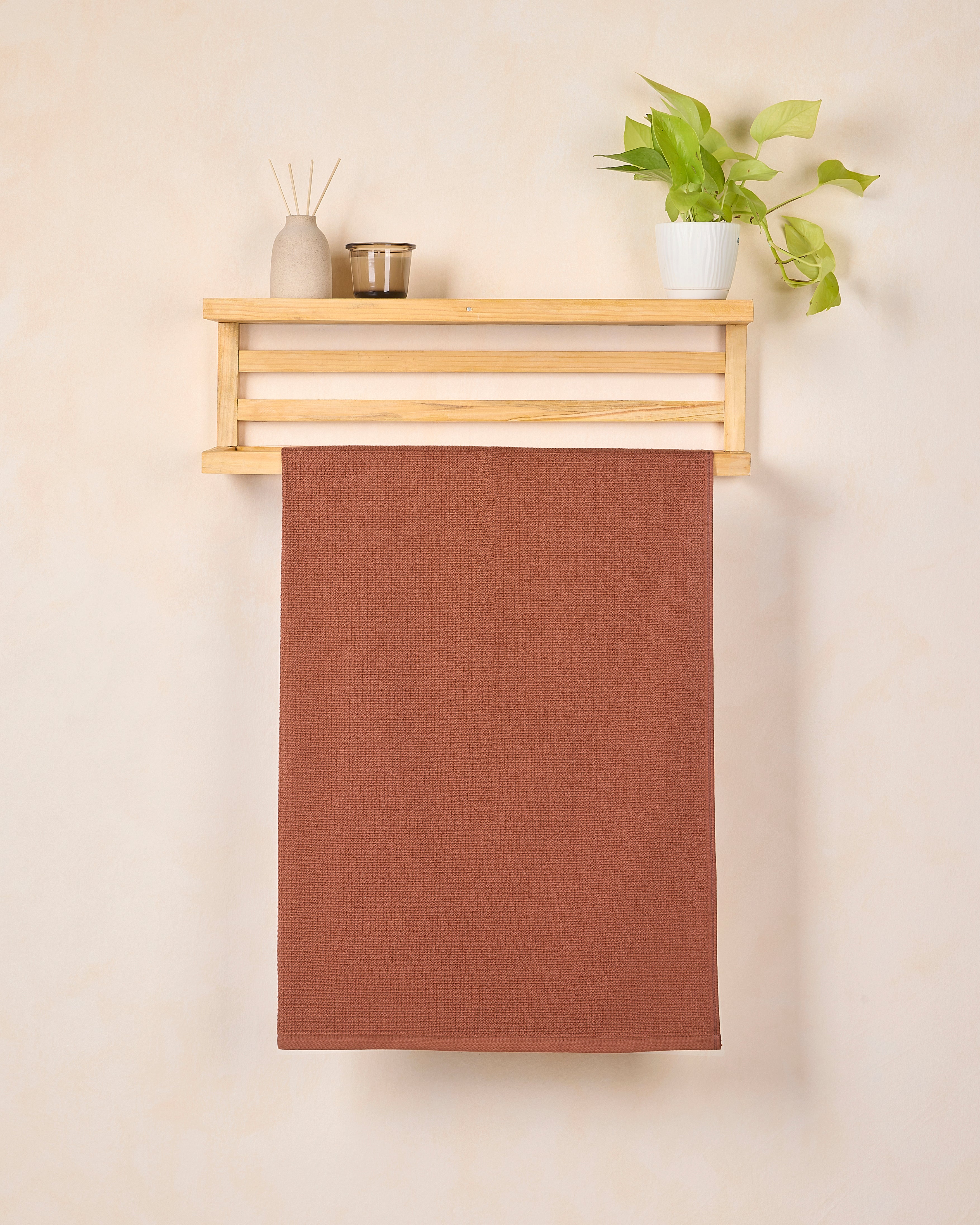 Comfort Collection, Waffle Grid | Bath Towel | 360 GSM 100% Cotton - Walnut Brown by Himeya