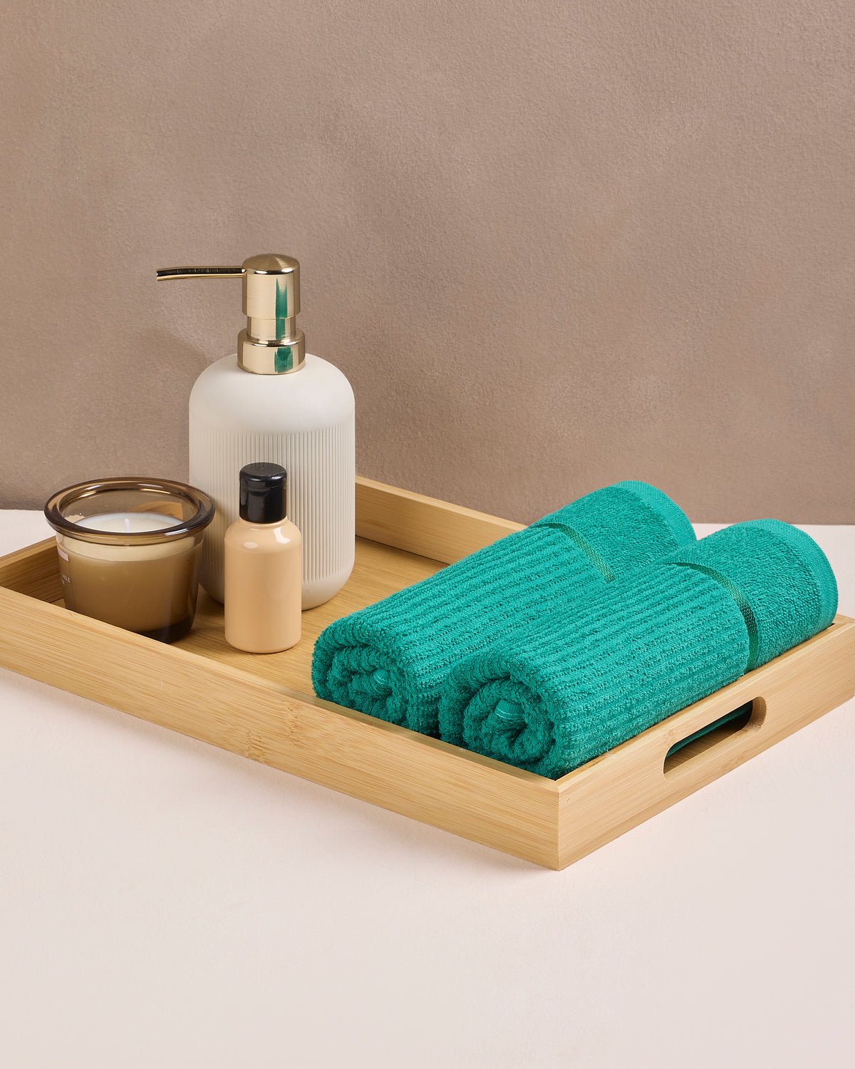 Comfort Collection | Hand Towel | 300 GSM(Pack of 2)| Emerald Green