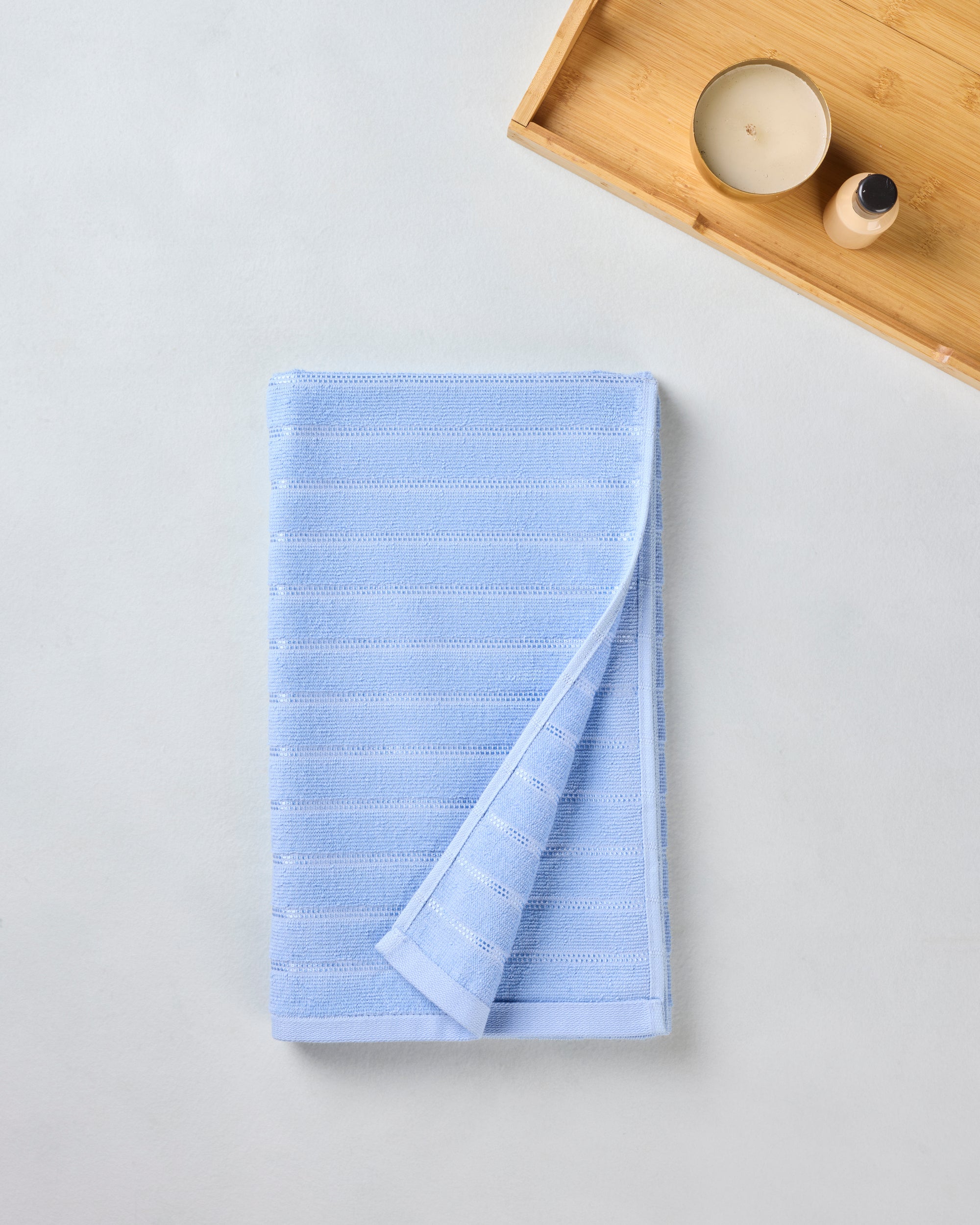 Comfort Pearl Stripe | Bath Towel | 300 GSM | Cornflower Blue