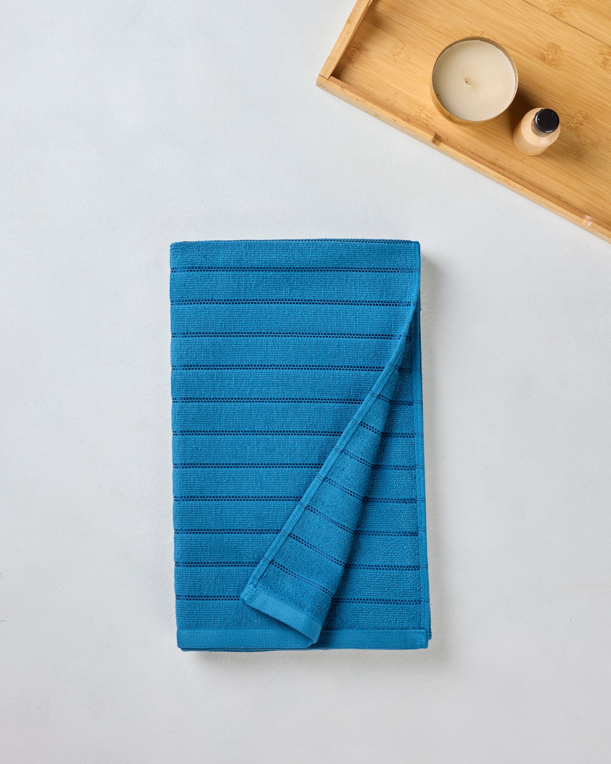 Himeya Comfort Pearl Stripe 300 GSM Bath Towel - Nautical Blue
