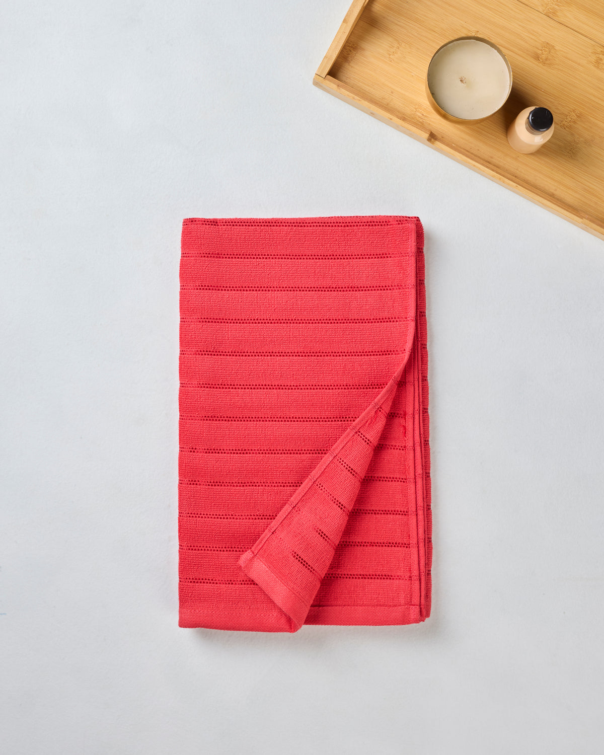 Comfort Pearl Stripe | Bath Towel | 300 GSM | Turkey Red