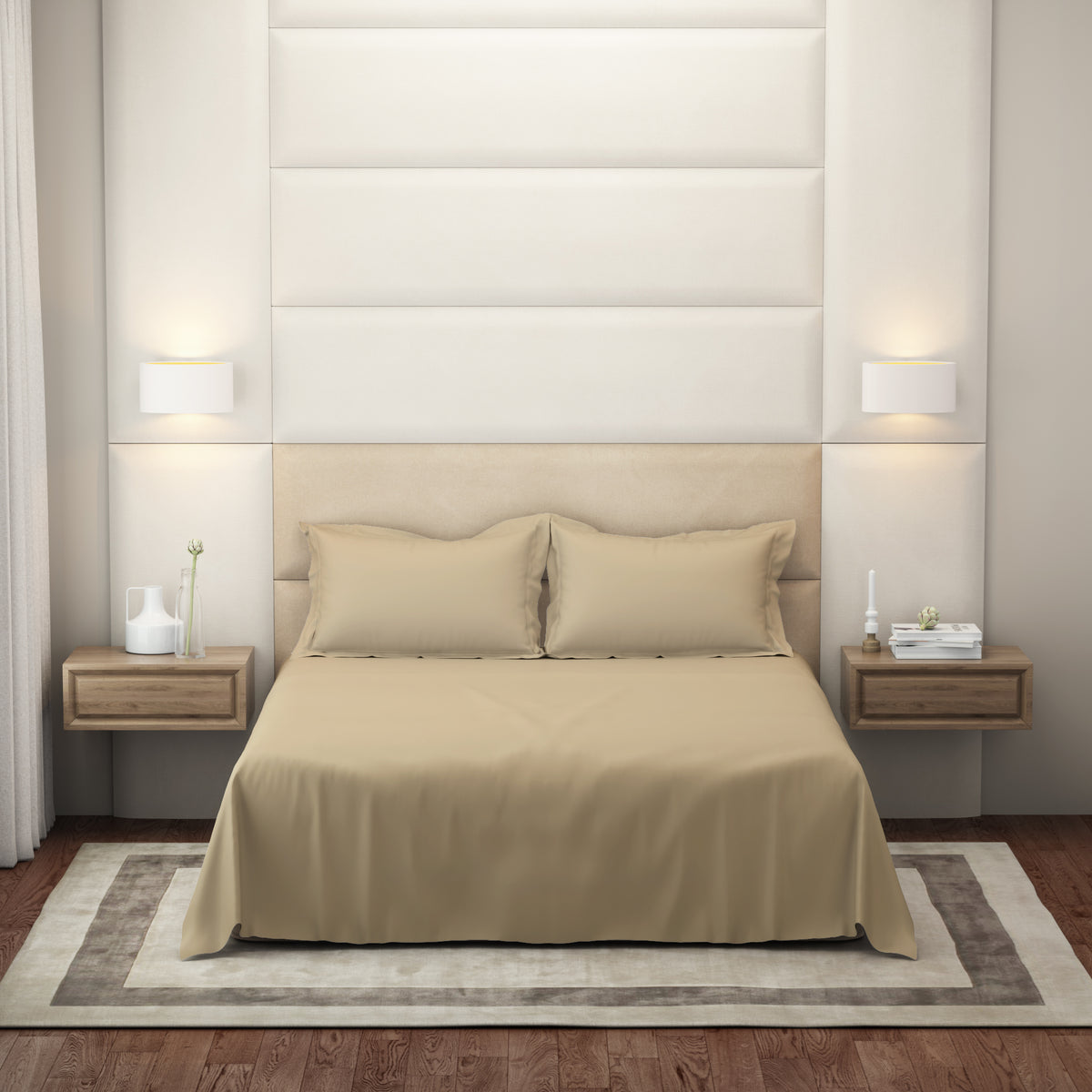 The Gold Collection | King Bedsheet Set | 300 TC Cotton | Light Sand