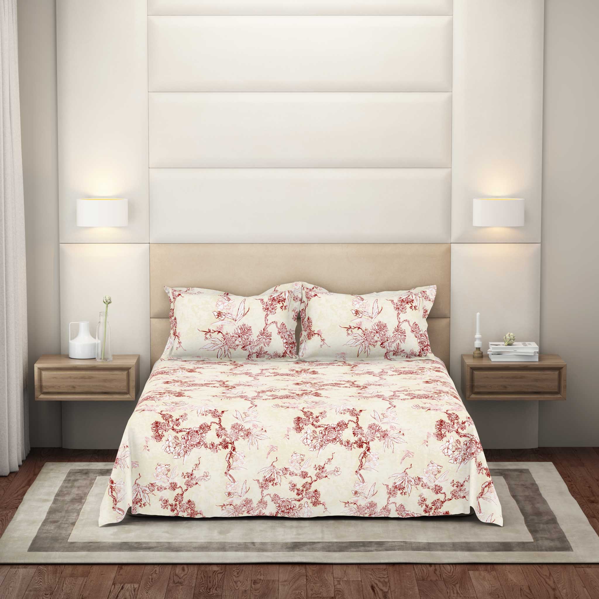 The Gold Collection | King Bedsheet Set | 300 TC Cotton | Red