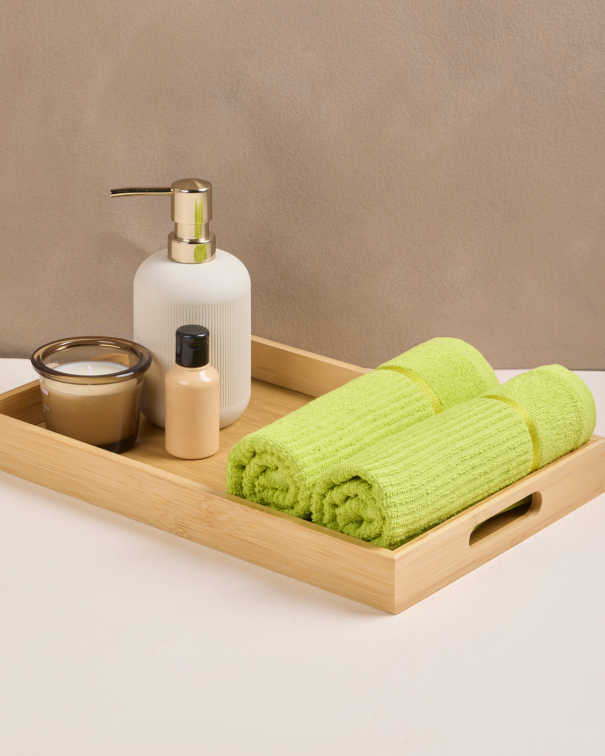 Comfort Collection | Hand Towel | 300 GSM(Pack of 2) | Lime Green by Himeya