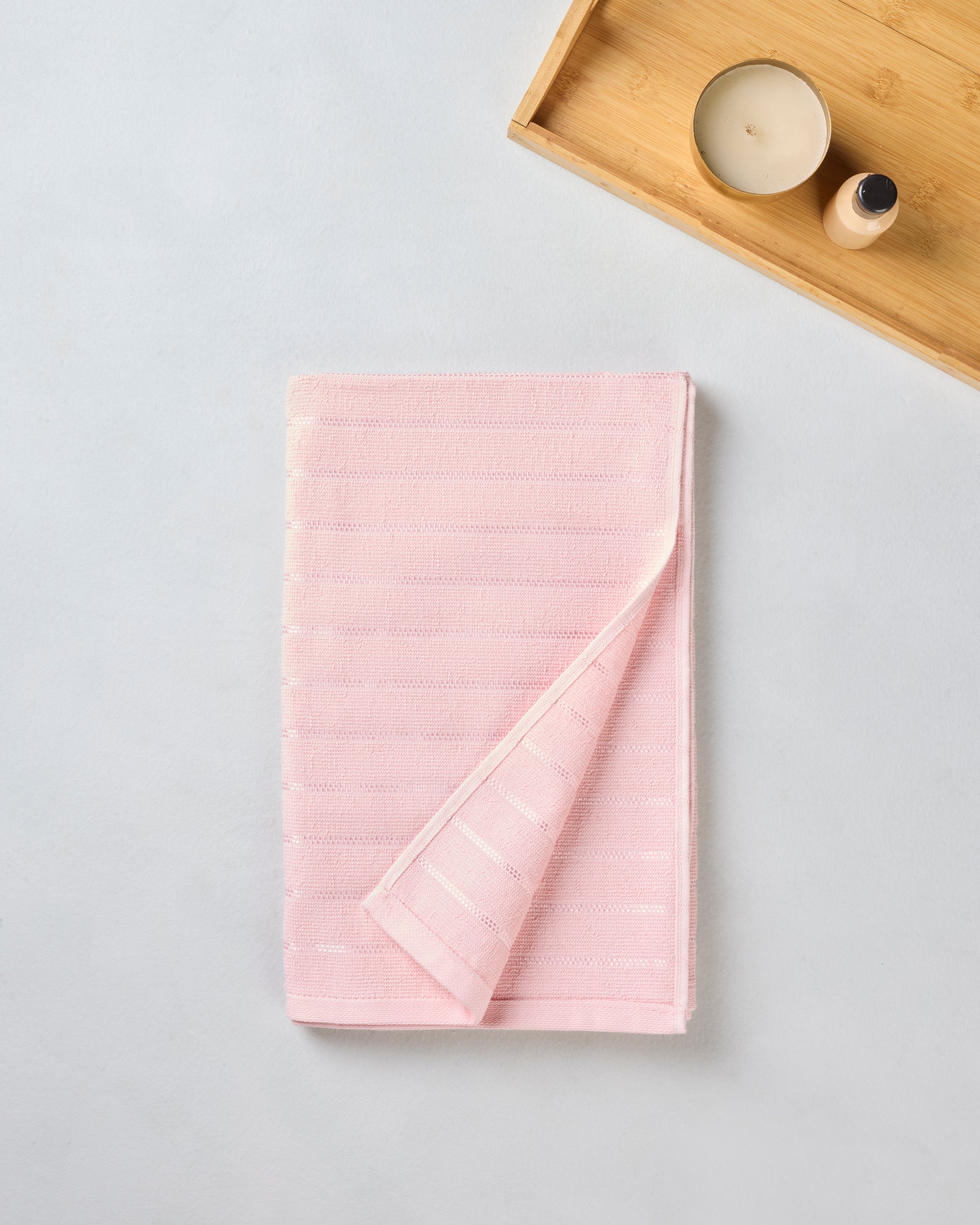 Comfort Pearl Stripe | Bath Towel | 300 GSM | Poppy Peach