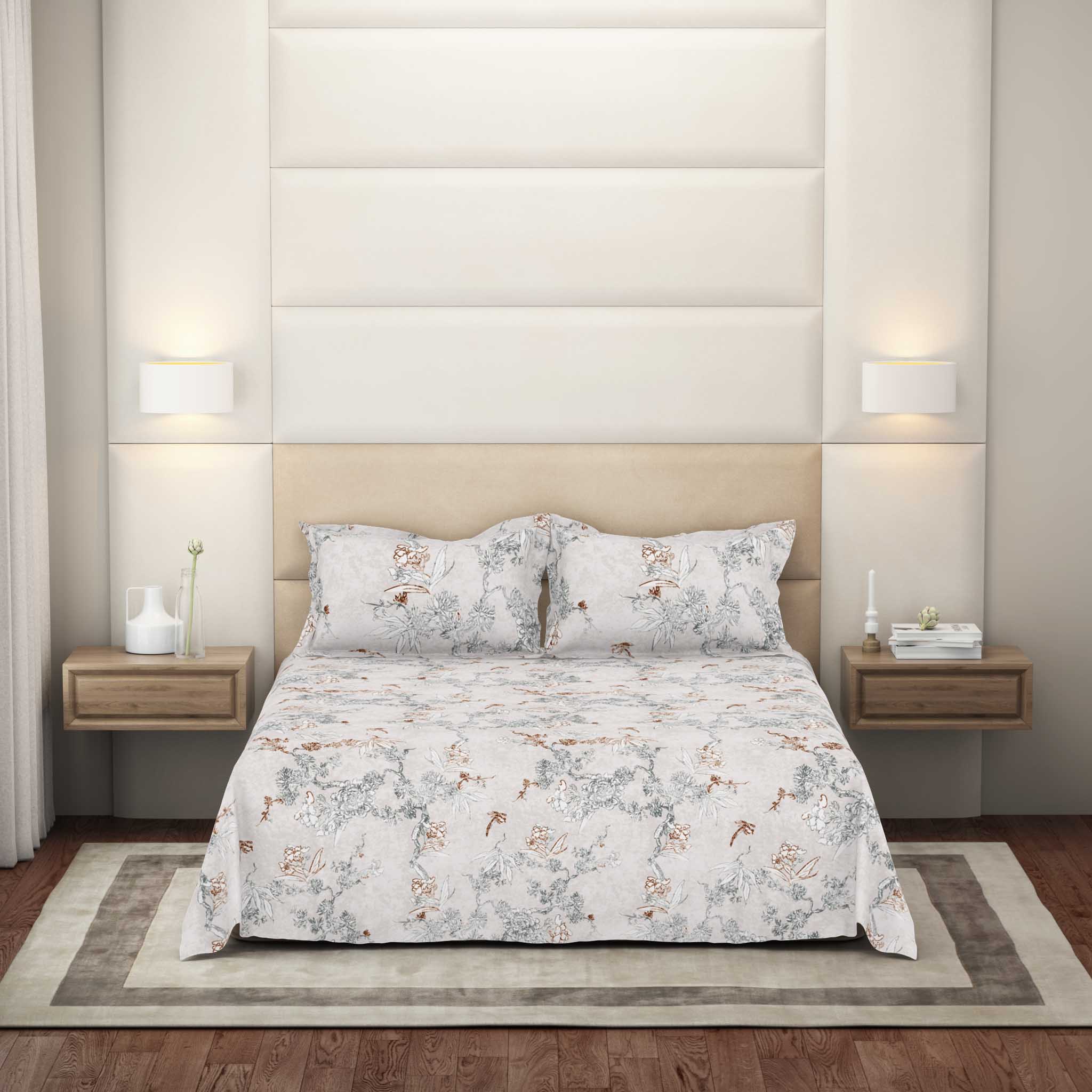 The Gold Collection | King Bedsheet Set | 300 TC Cotton | Grey