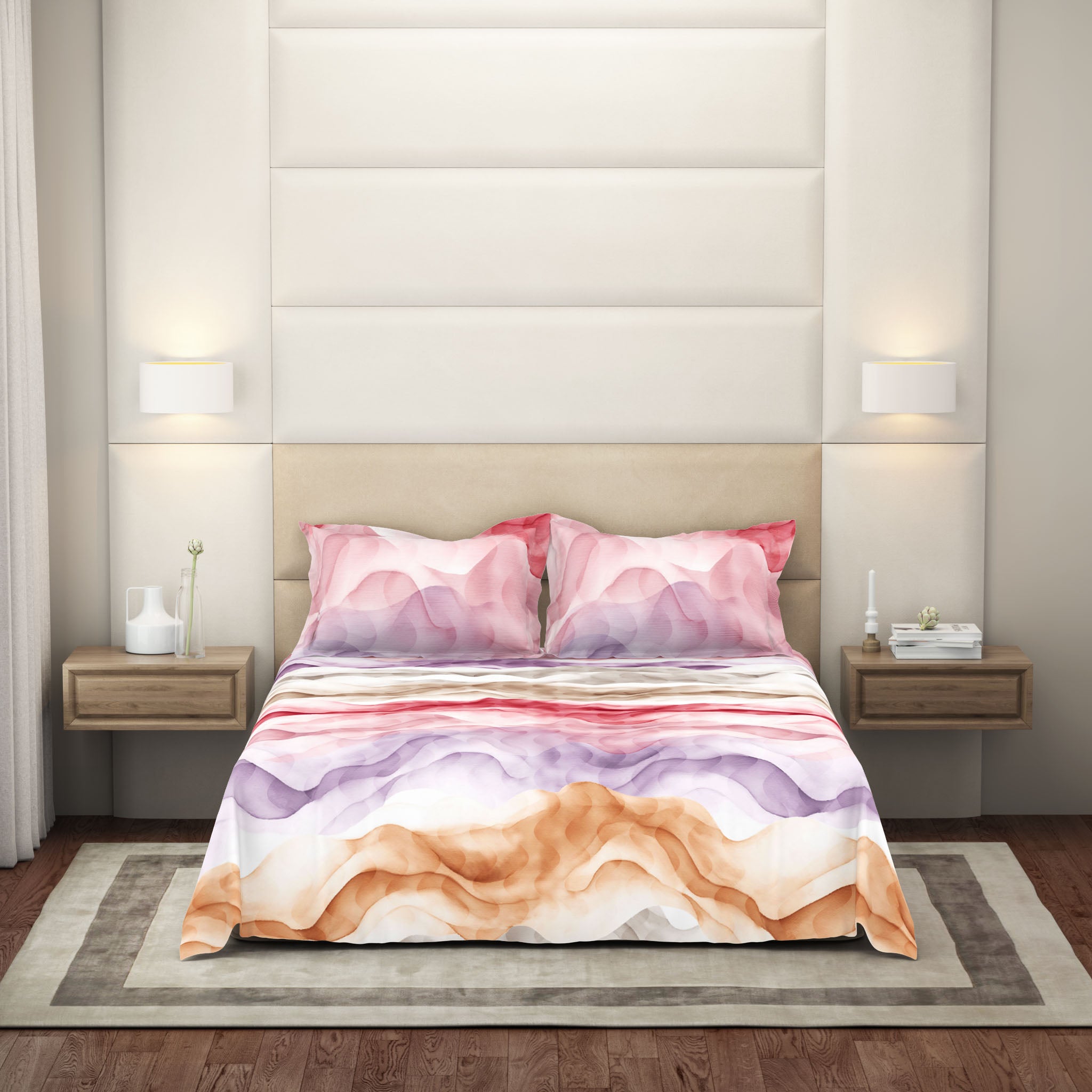 The Gold Collection | King Bedsheet Set | 300 TC Cotton | Pink